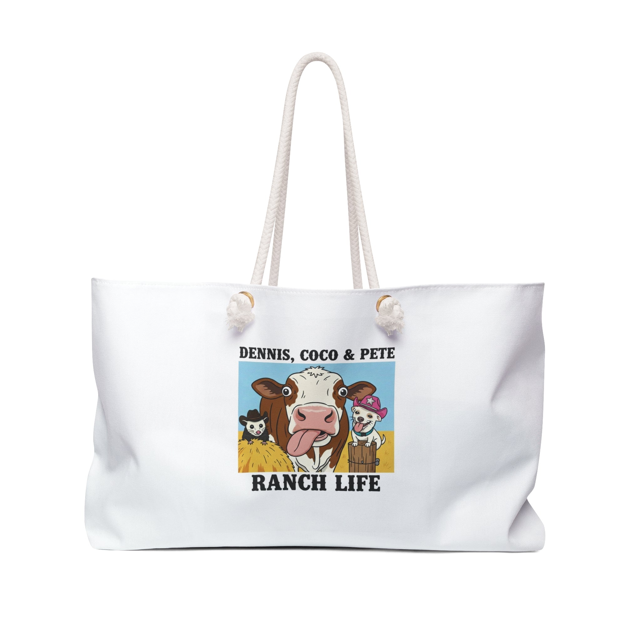 Ranch Life Weekender Bag — Dennis, Coco & Pete Farm Tote  Exclusive Ranch-Style Merch from Wolf Hill Ranch Designs