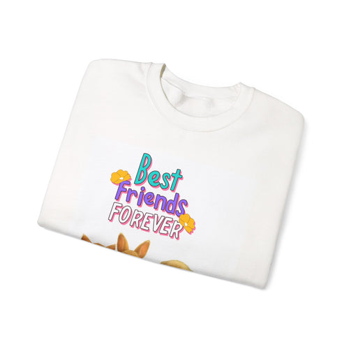 "Best Friends Forever" Cute Animals Crewneck Sweatshirt — Kitten Bunny Duckling Golden Retriever Puppy Animal Lover Friendship Gift Cozy Pullover | Wolf Hill Designs