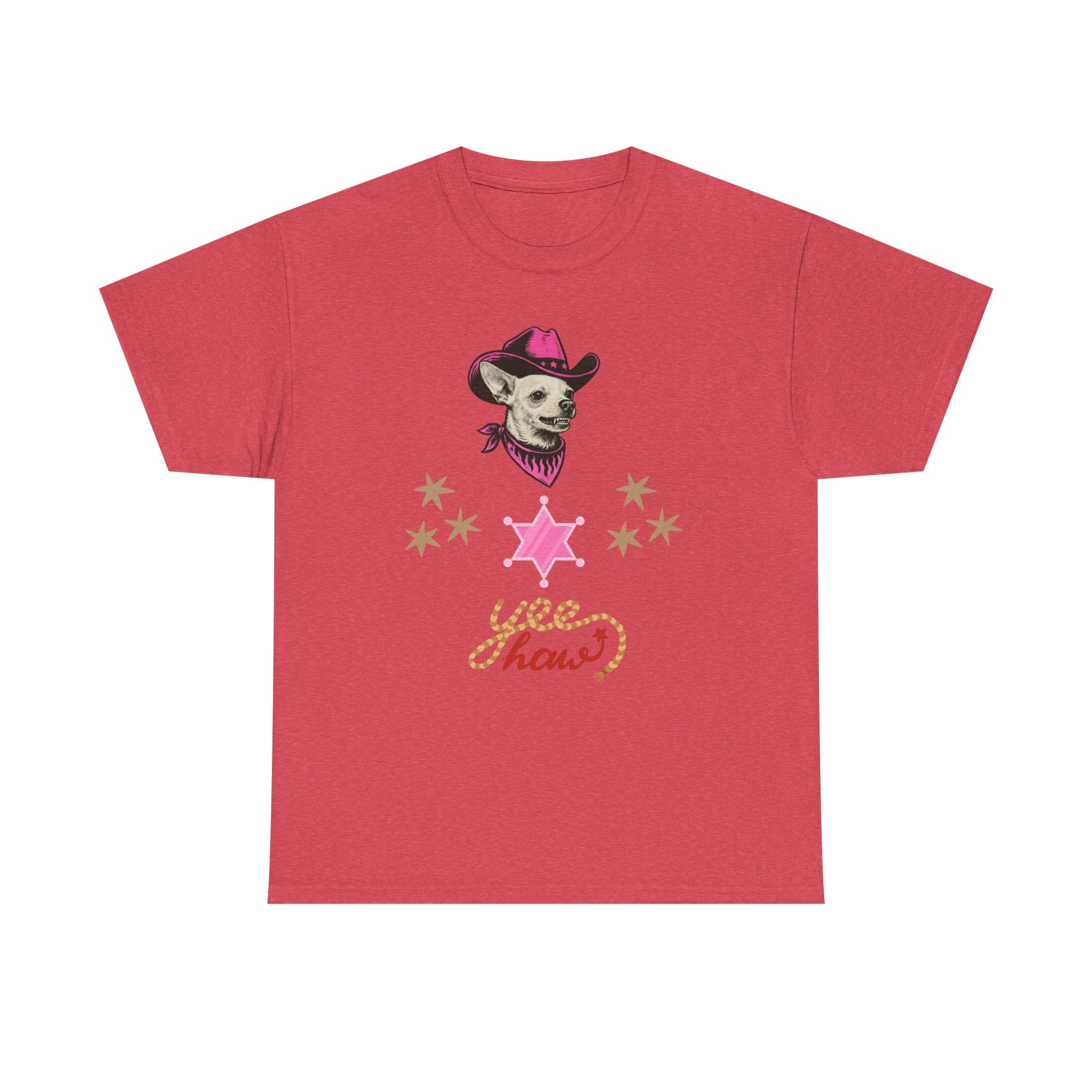 Cowgirl Dog T-Shirt — 'Yee Haw' Chihuahua in Pink Cowboy Hat    Trendy TShirt CoCo