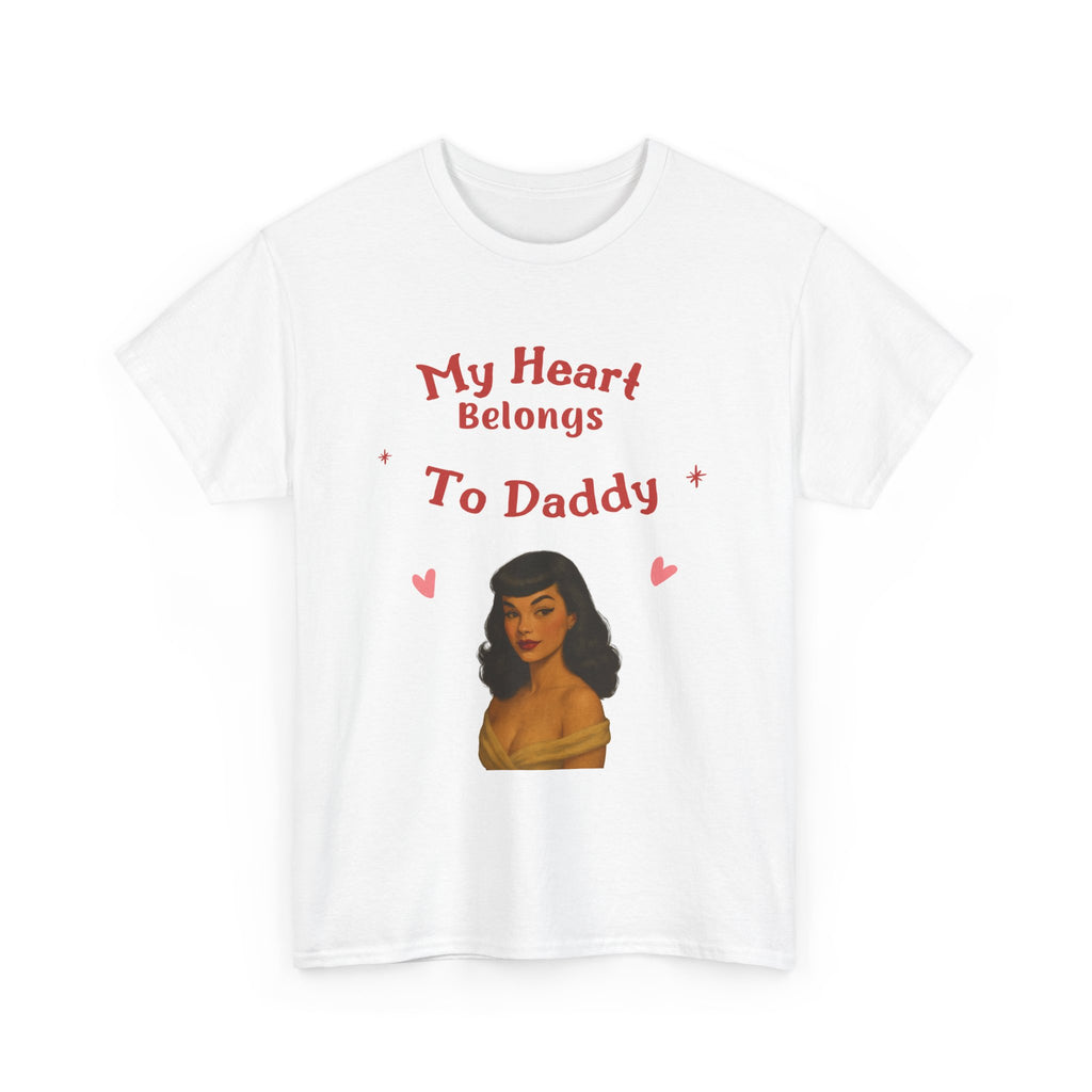 Unisex Cotton Tee - My Heart Belongs To Daddy, Cute Gift for Dads, Father's Day Tee, Casual Fathers Day Apparel, Birthday Gift Shirt, [...]