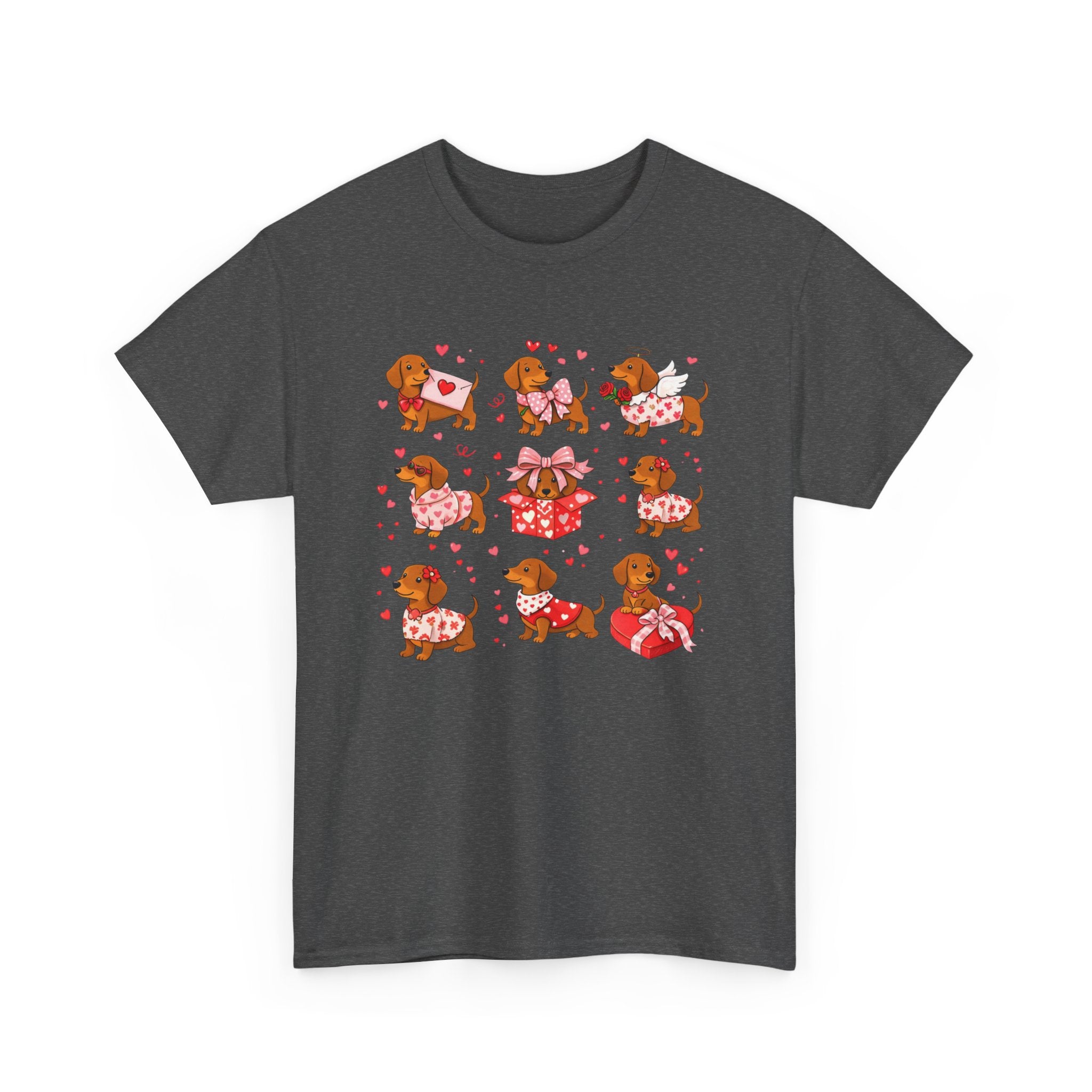Dachshund Valentine T-Shirt — Cute Puppy Hearts Graphic Tee