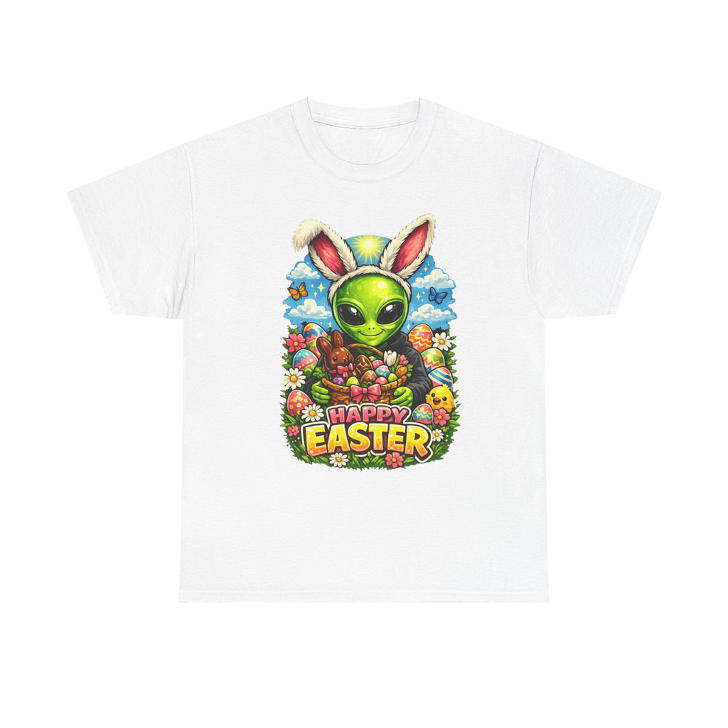 Alien Bunny Happy Easter T-Shirt | Easter eggs, spring flowers, psychedelic art