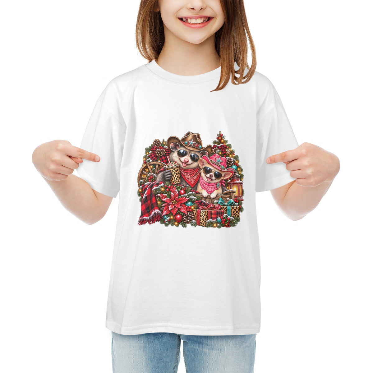 Pete & Coco Christmas Youth T-Shirt – Cute Western Holiday Ranch Tee