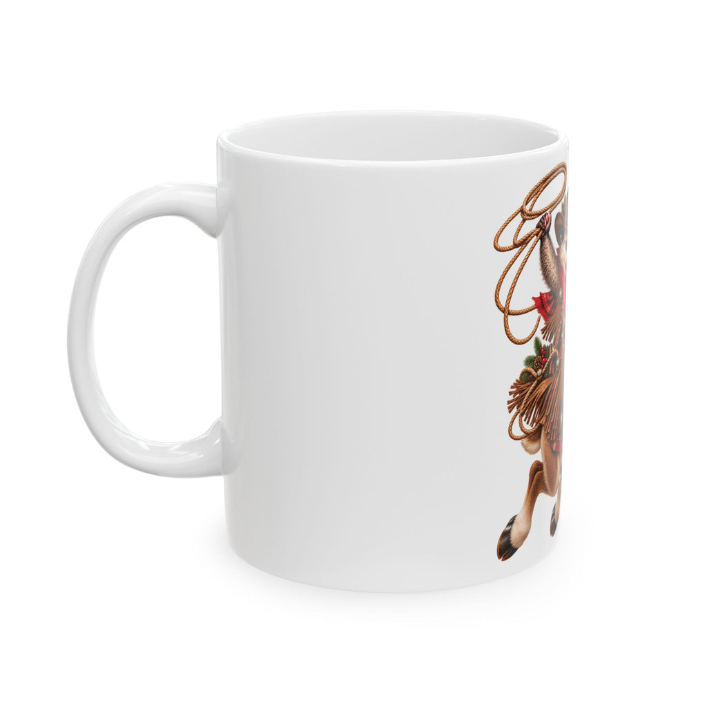 Christmas Cowboy Possum & Reindeer Mug – Funny Western Holiday Coffee Cup 🤠🎄🦌