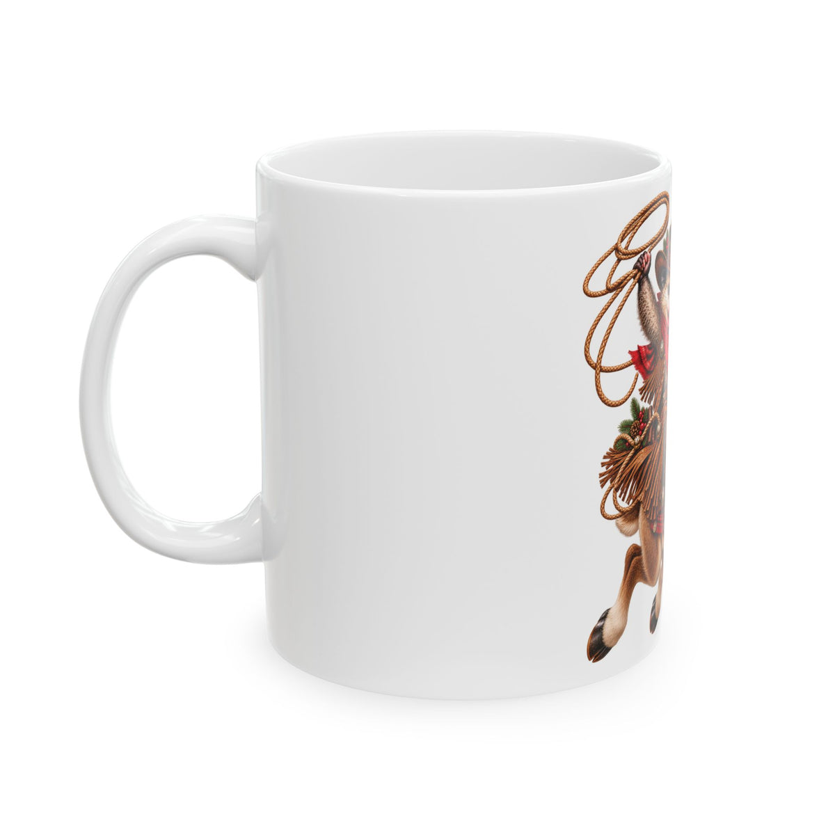 Christmas Cowboy Possum & Reindeer Mug – Funny Western Holiday Coffee Cup 🤠🎄🦌