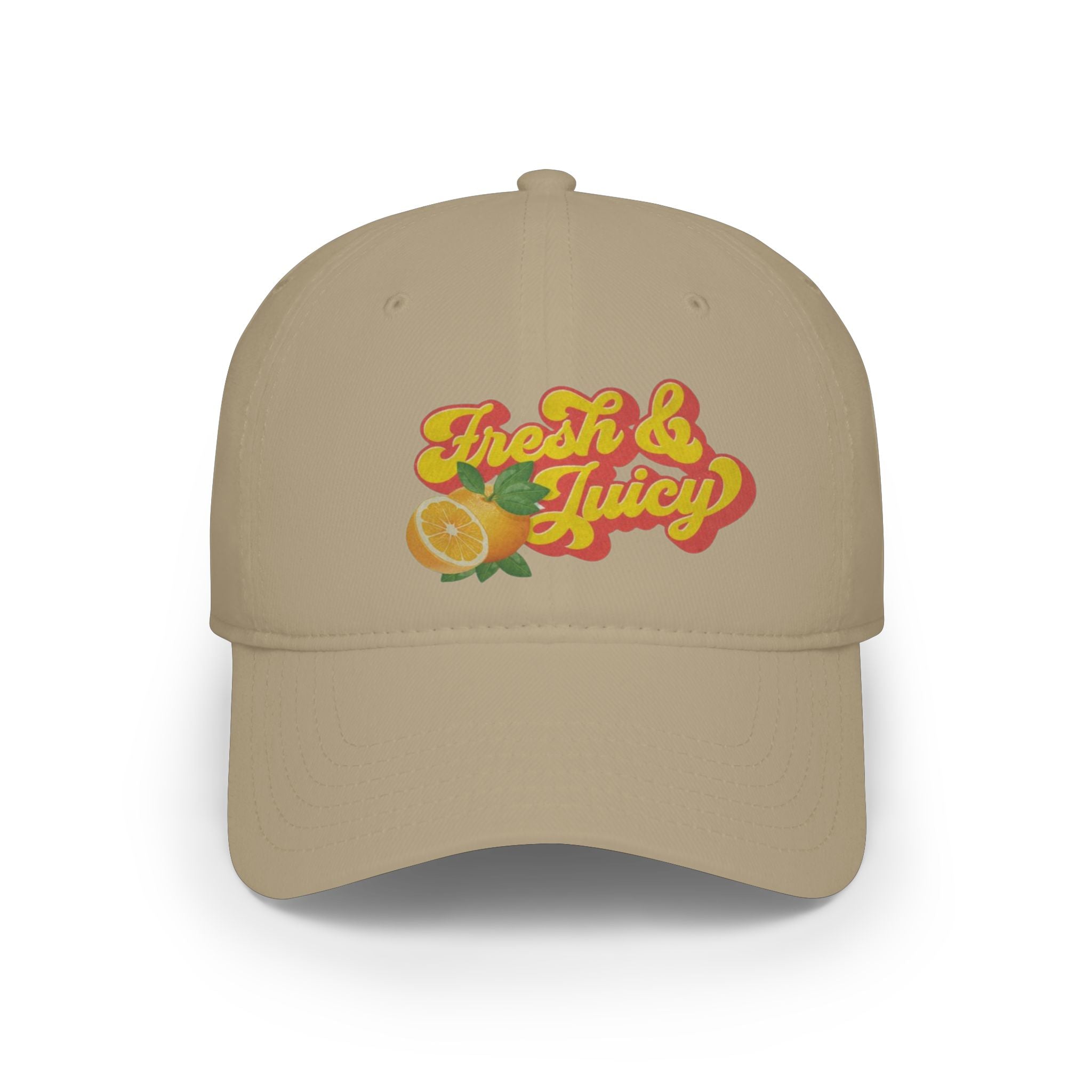 Fresh & Juicy Baseball Cap — Red Citrus Graphic Low Profile Hat