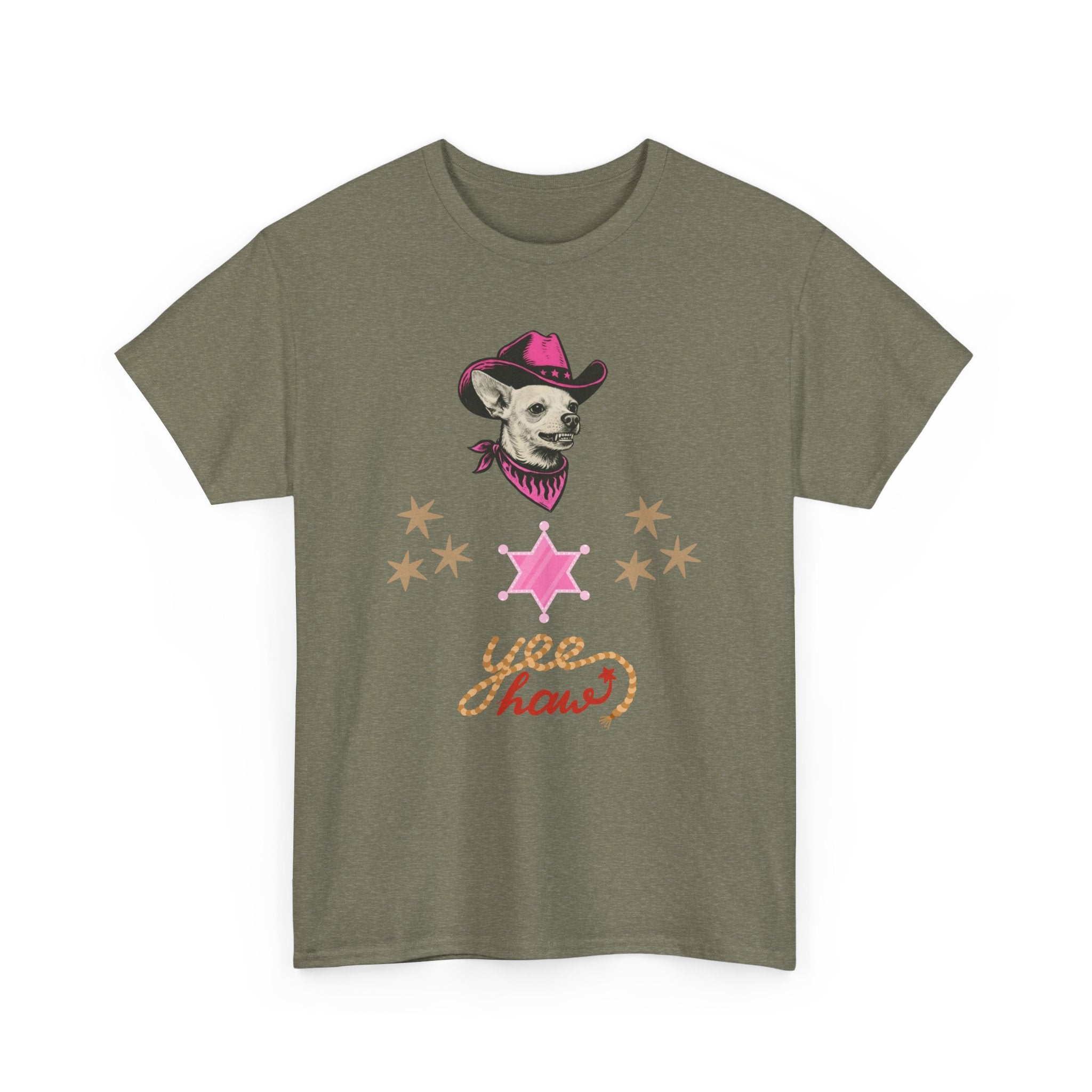 Cowgirl Dog T-Shirt — 'Yee Haw' Chihuahua in Pink Cowboy Hat    Trendy TShirt CoCo
