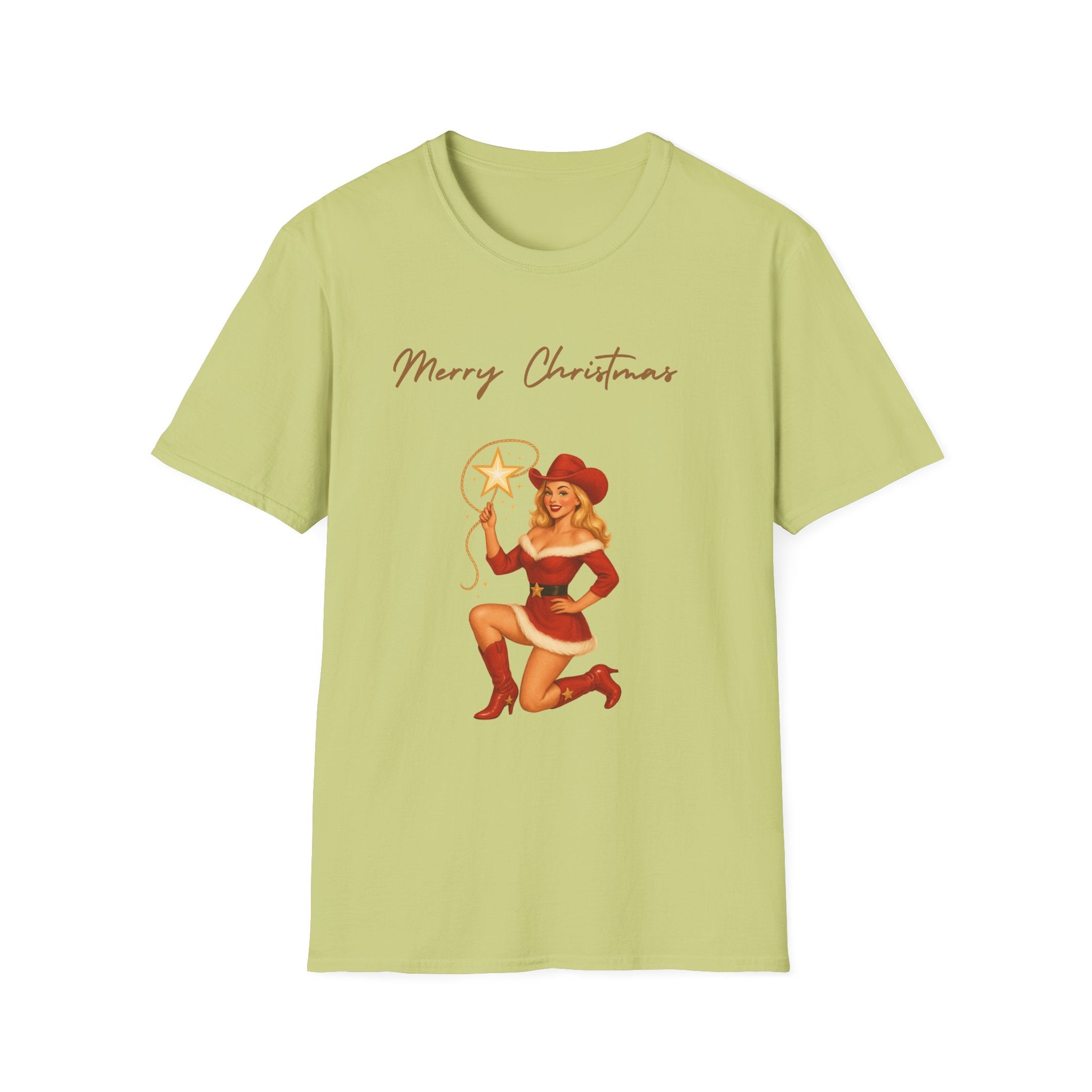 Christmas Cowgirl T-Shirt — "Merry Christmas" Pinup Holiday Tee