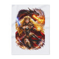 Dragon Warrior Fleece Blanket — Drusilla in Armor with Flaming Dragon