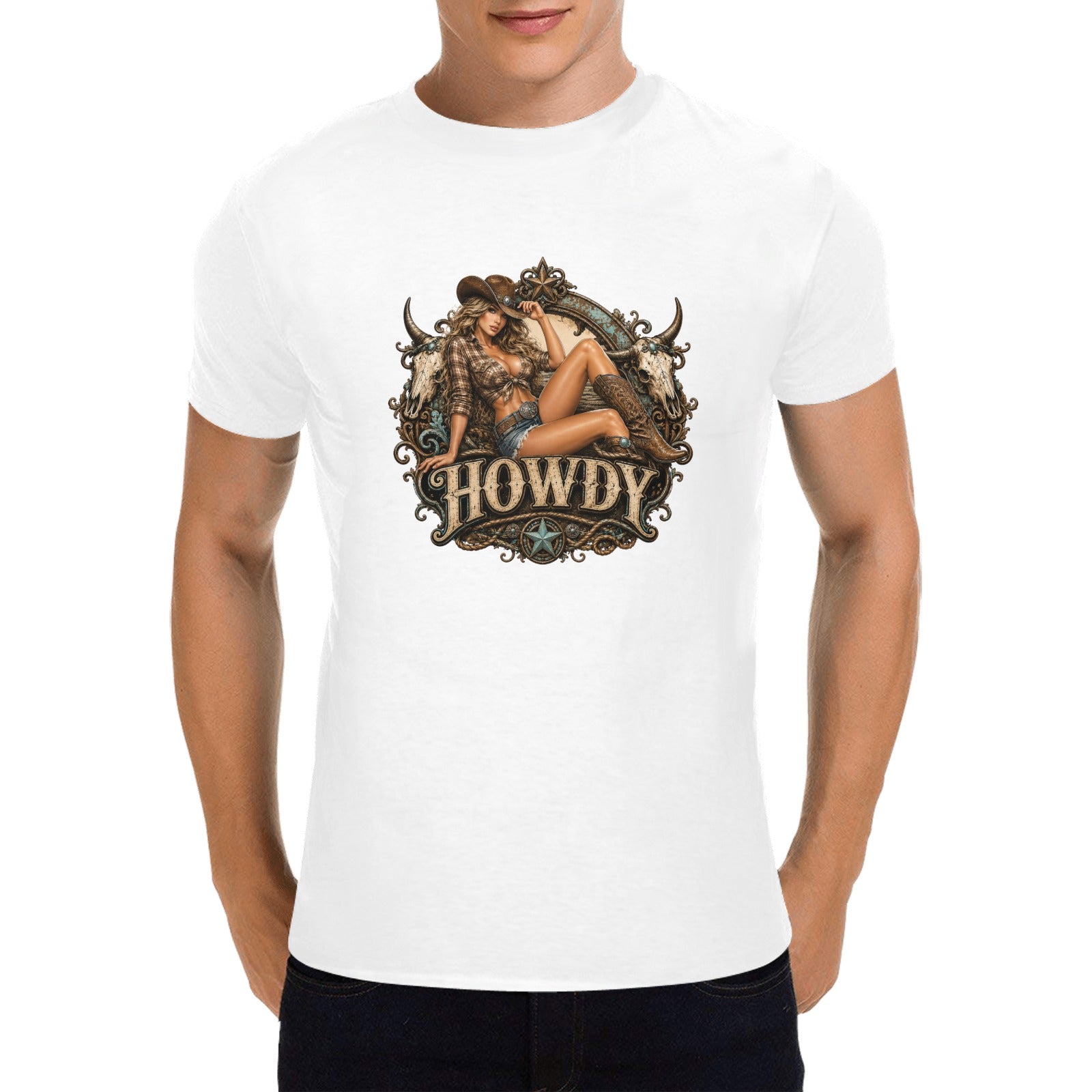 Western Cowgirl Pin-Up Graphic Tee