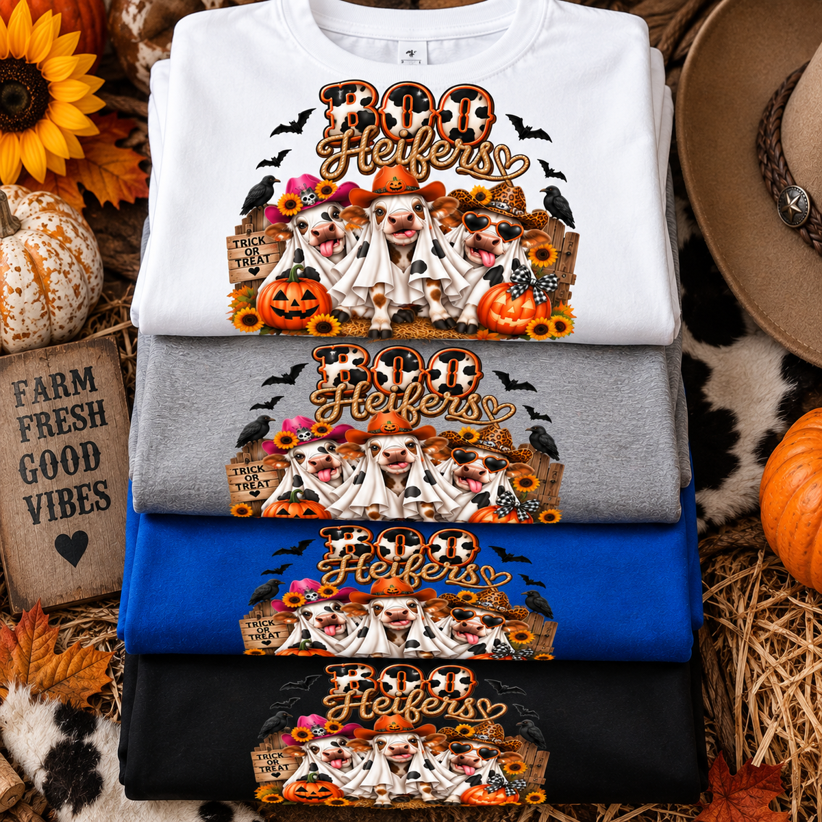 Boo Heifers Ghost Cow Halloween Women’s T-Shirt