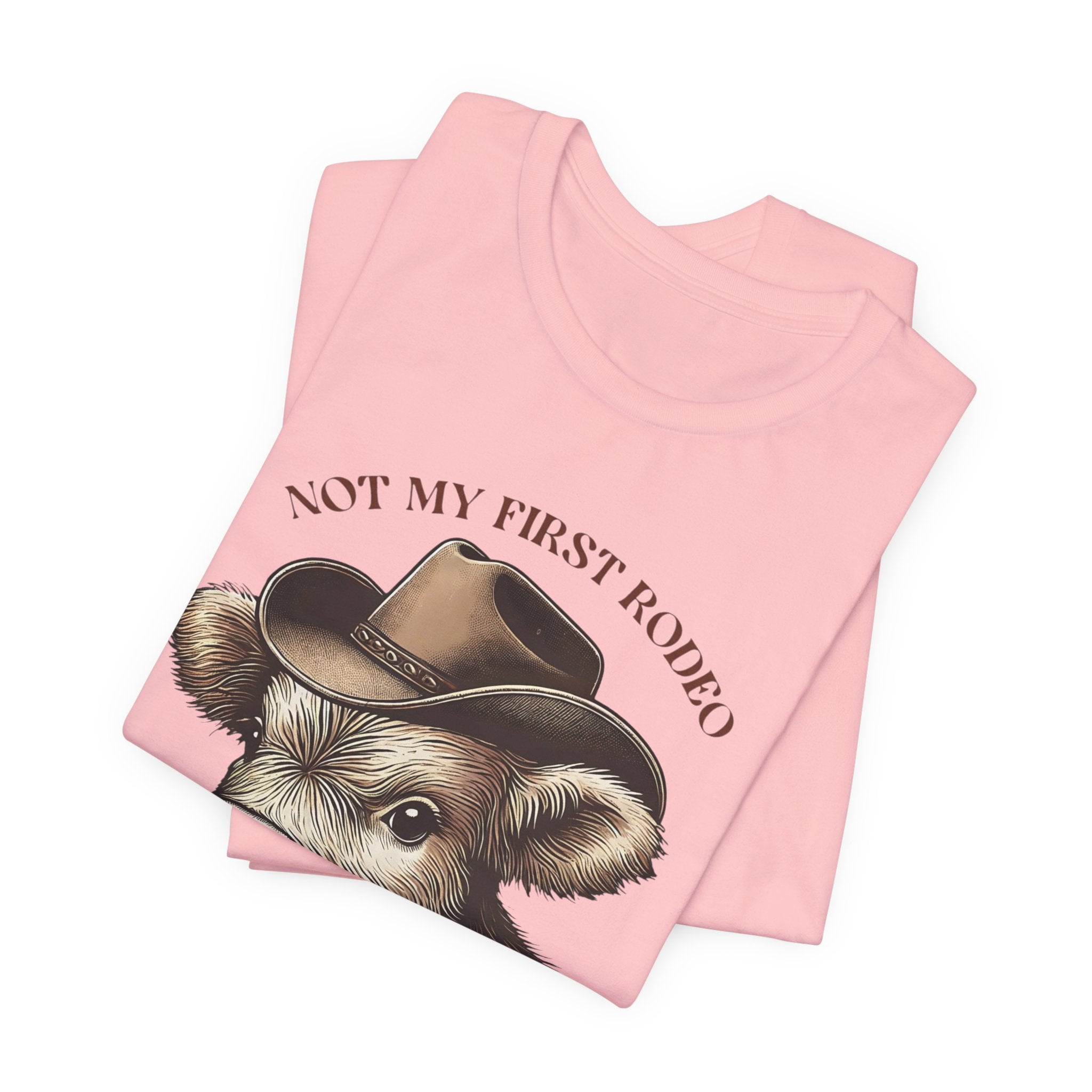 Not My First Rodeo Cow Tee — Western Cow with Cowboy Hat Graphic