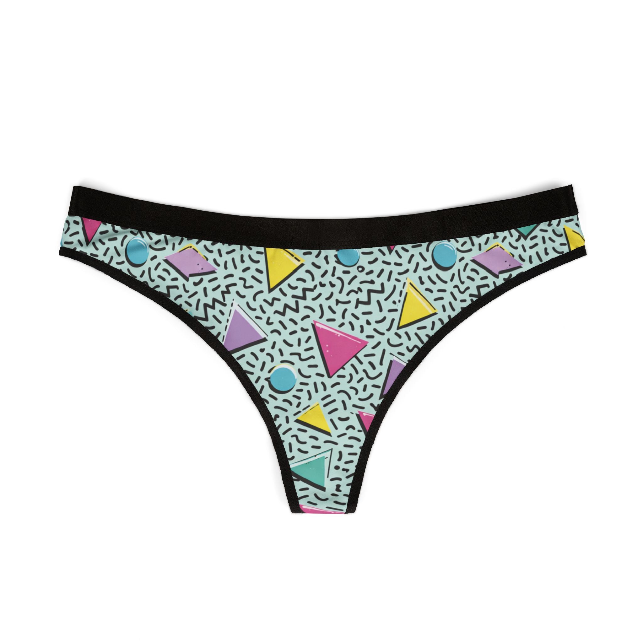 Retro 80s Geometric Thong – Women's Patterned Seamless Thong