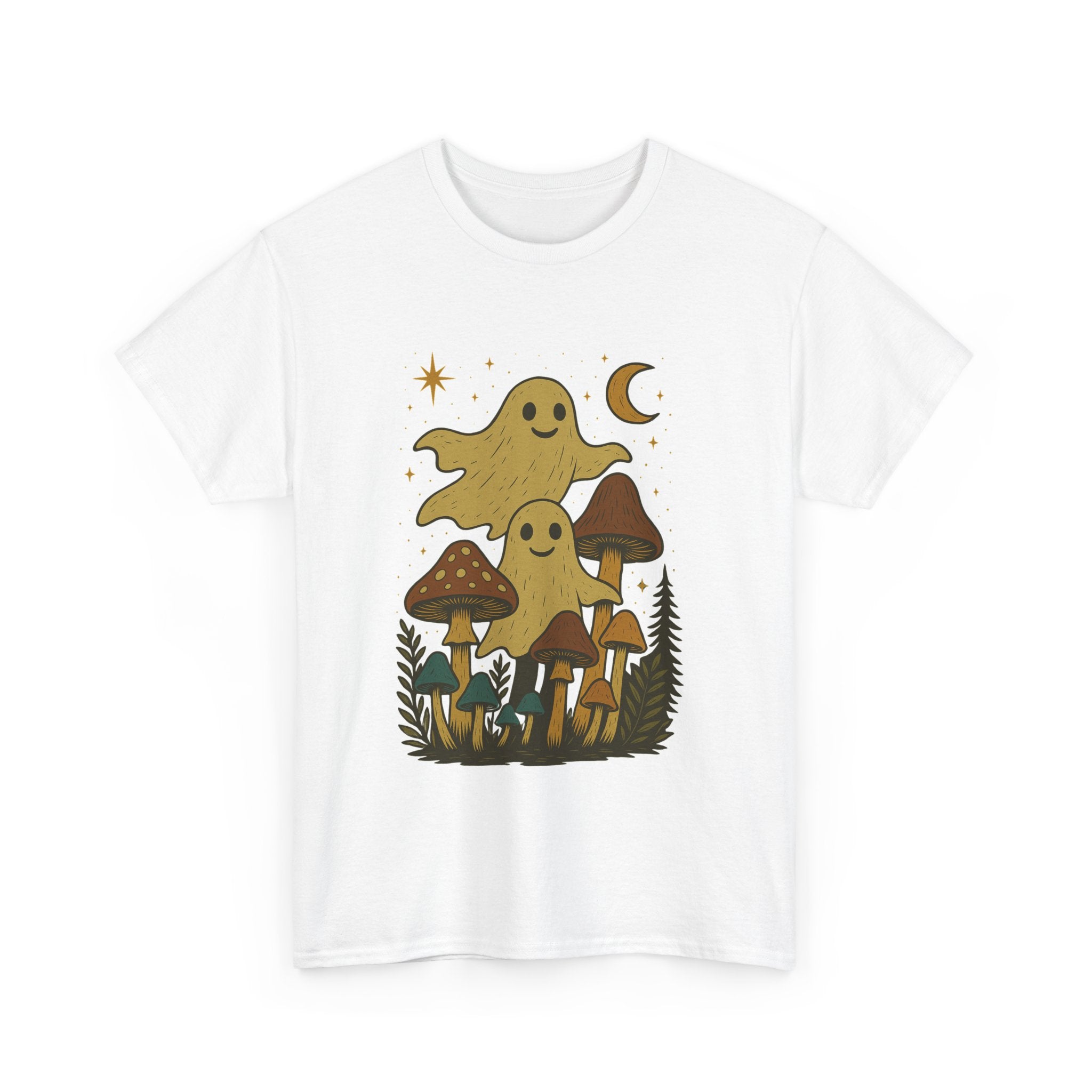 Ghostly Mushroom Unisex Tee, Cute Graphic Tee, Fall Fashion, Halloween Shirt, Nature Lover Gift, Cozy Casual Wear