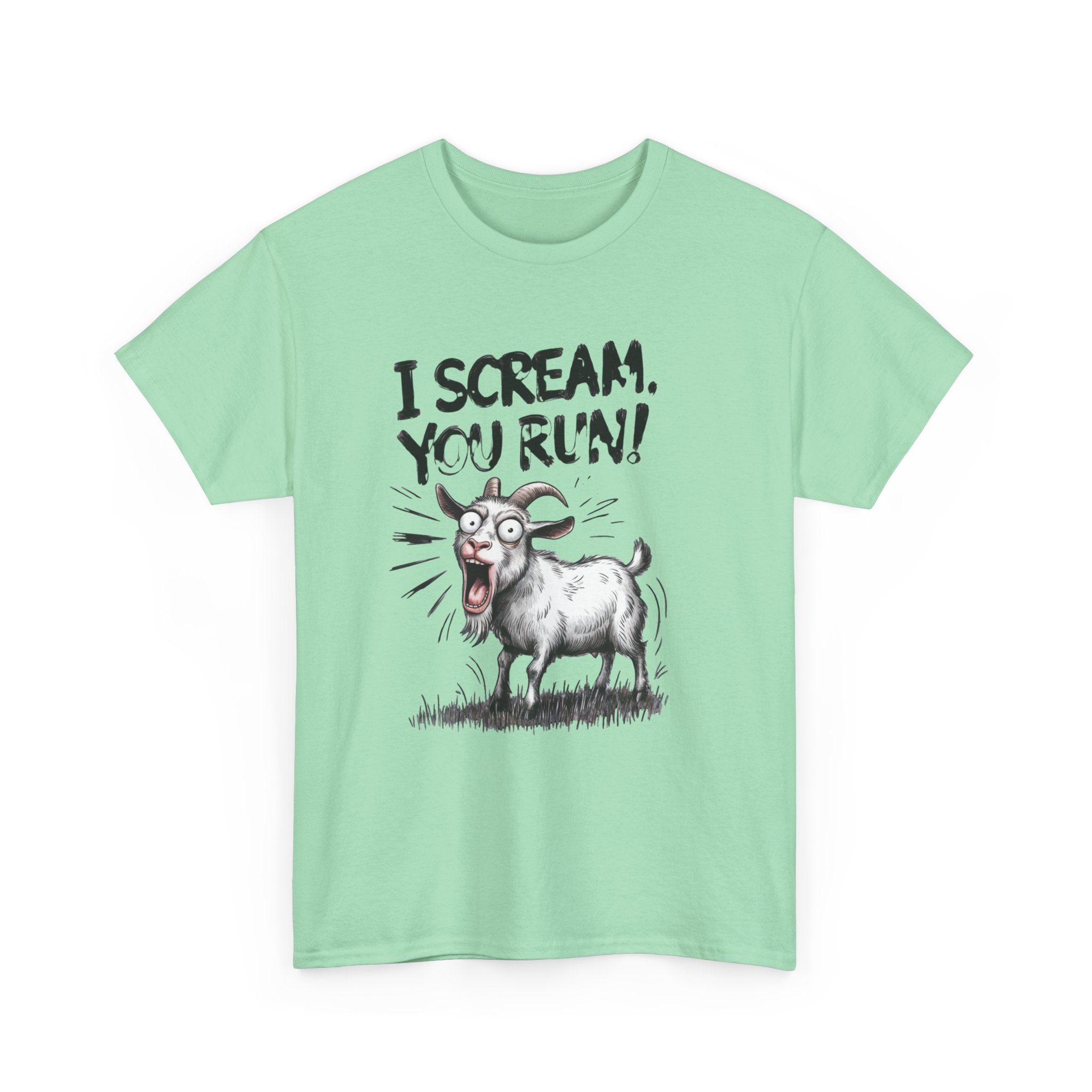 Funny 'I Scream You Run' Goat T-Shirt