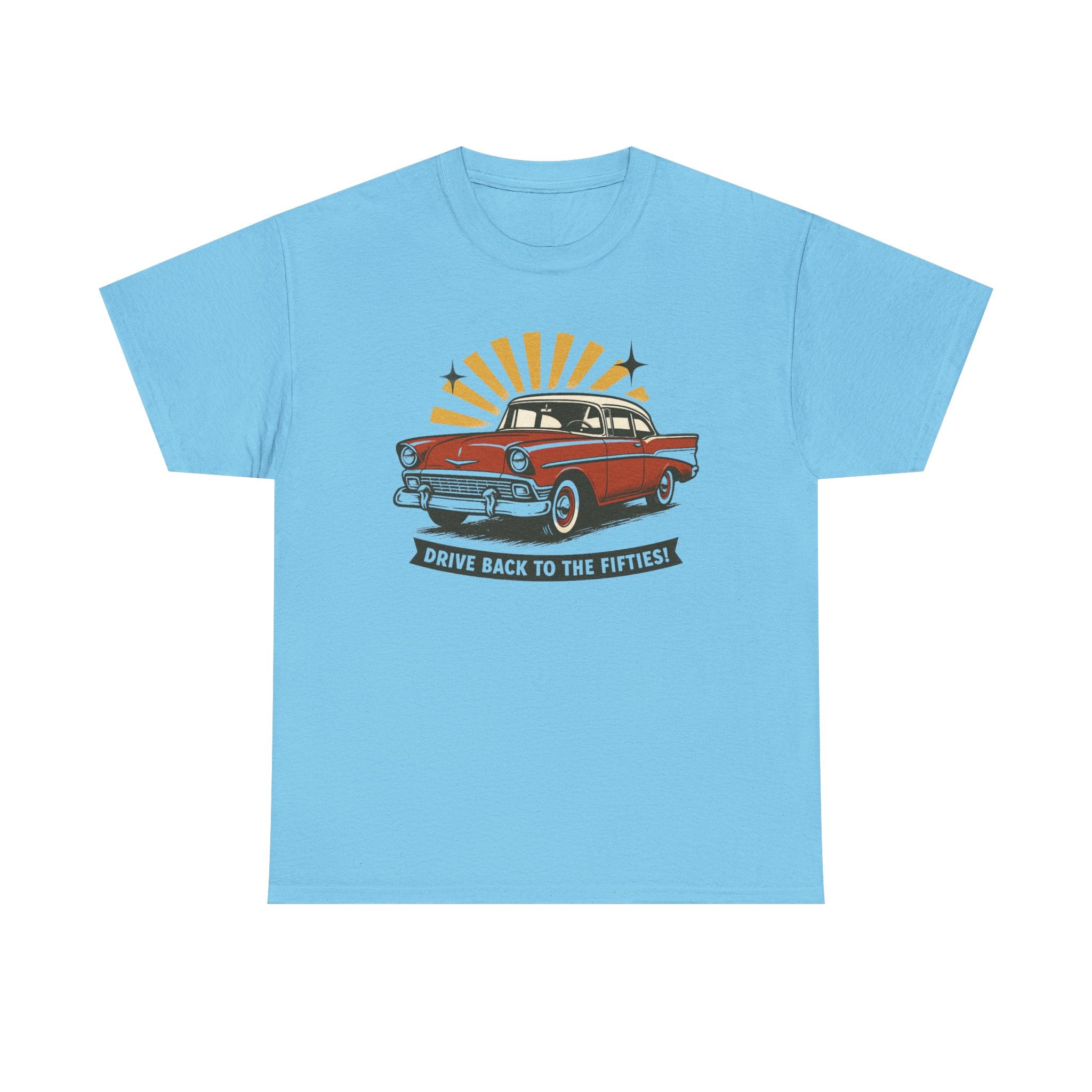 1950s Classic Car Tee "Drive Back to the Fifties" Retro Vintage Auto Shirt  Trendy TShirt