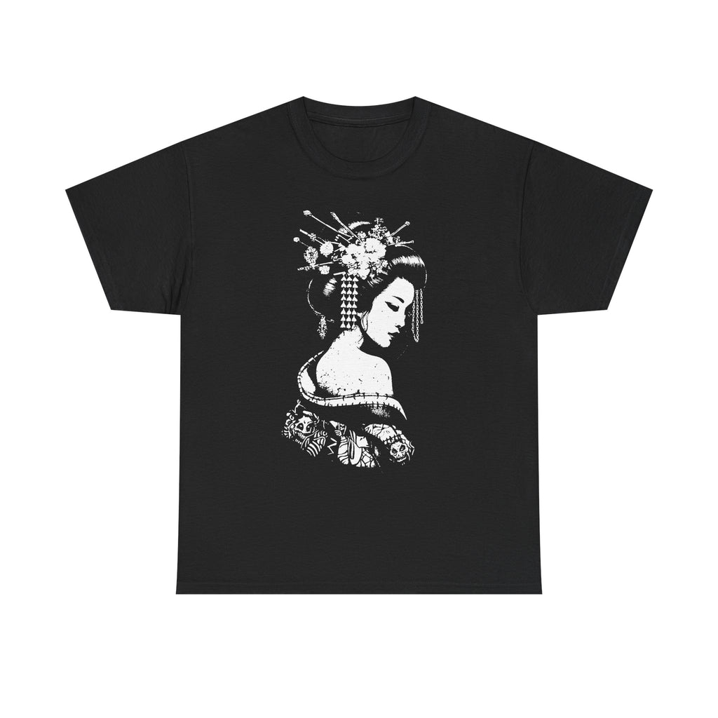 Shadow Geisha Portrait Tee  Japanese Ink Art T-Shirt