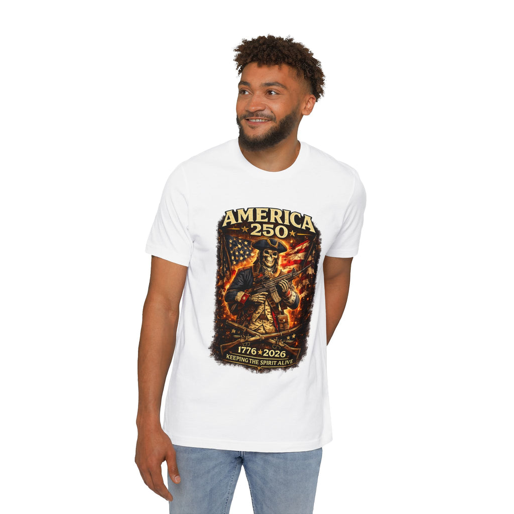 America 250 T-Shirt - 1776-2026 Patriotic Skeleton Flag Tee