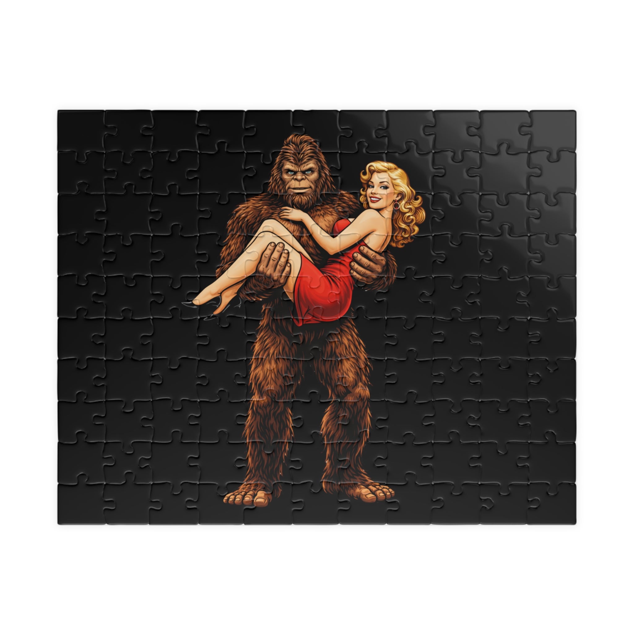 Bigfoot Pin-Up Jigsaw Puzzle — Retro Sasquatch & Pinup Girl Puzzle (110–1014 pcs)