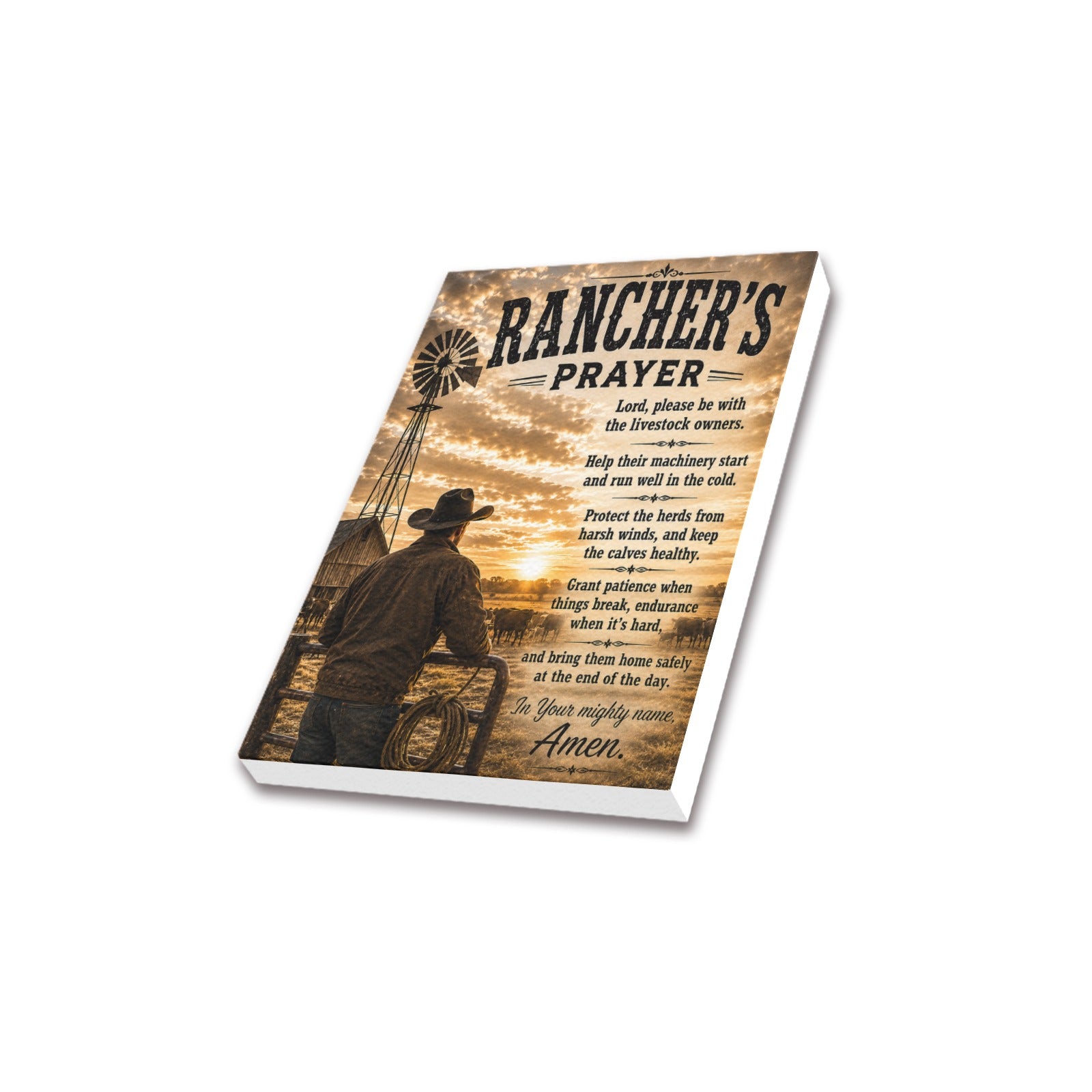 Ranchers Prayer Canvas Print 8" x10"(USA)