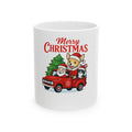 Merry Christmas Santa and Corgi in Red Truck Mug | Ceramic Coffee Cup