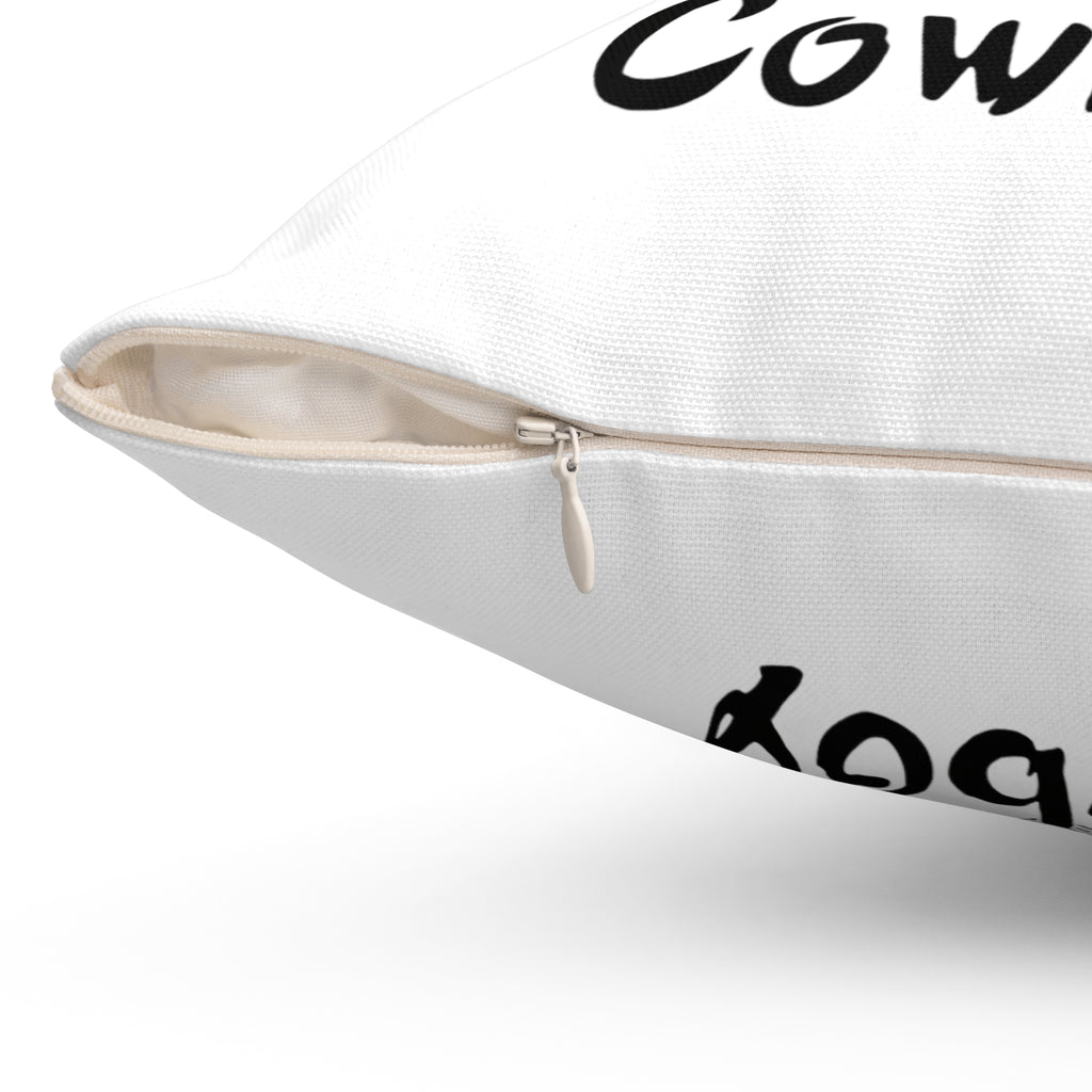 Love Is A Cowboy Skeleton Riding Bull Square Pillow — Western Romance Decorative Throw