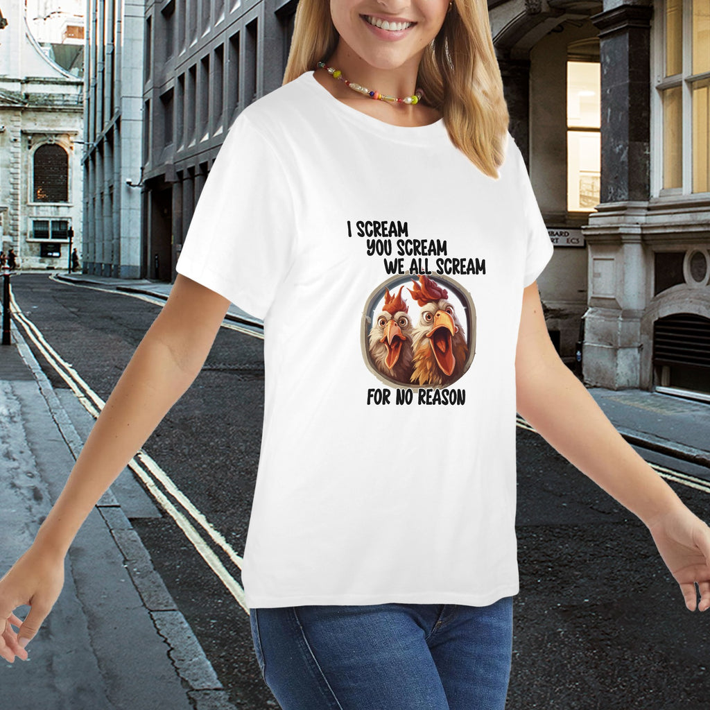 We All Scream Chicken Tee  Women's Funny Farm Graphic Tee