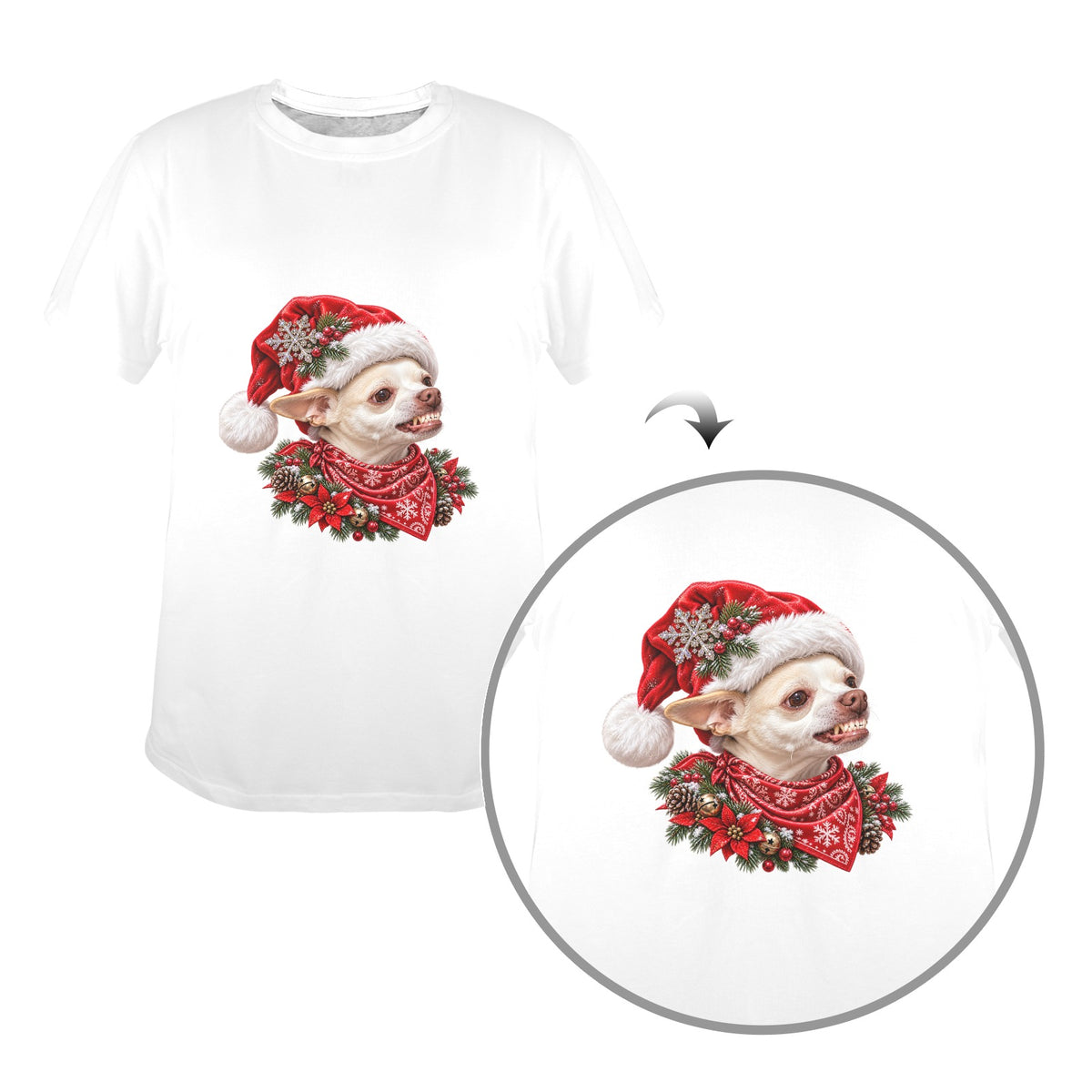 Coco Christmas Women’s T-Shirt – Cute Chihuahua Santa Hat Western Holiday Tee