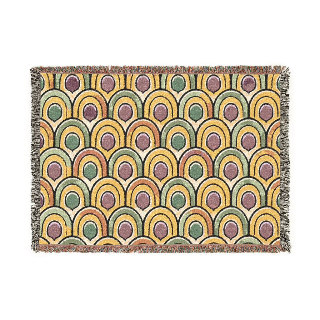 Citrus Crush 60s-Inspired Woven Blanket — Vintage Retro Throw