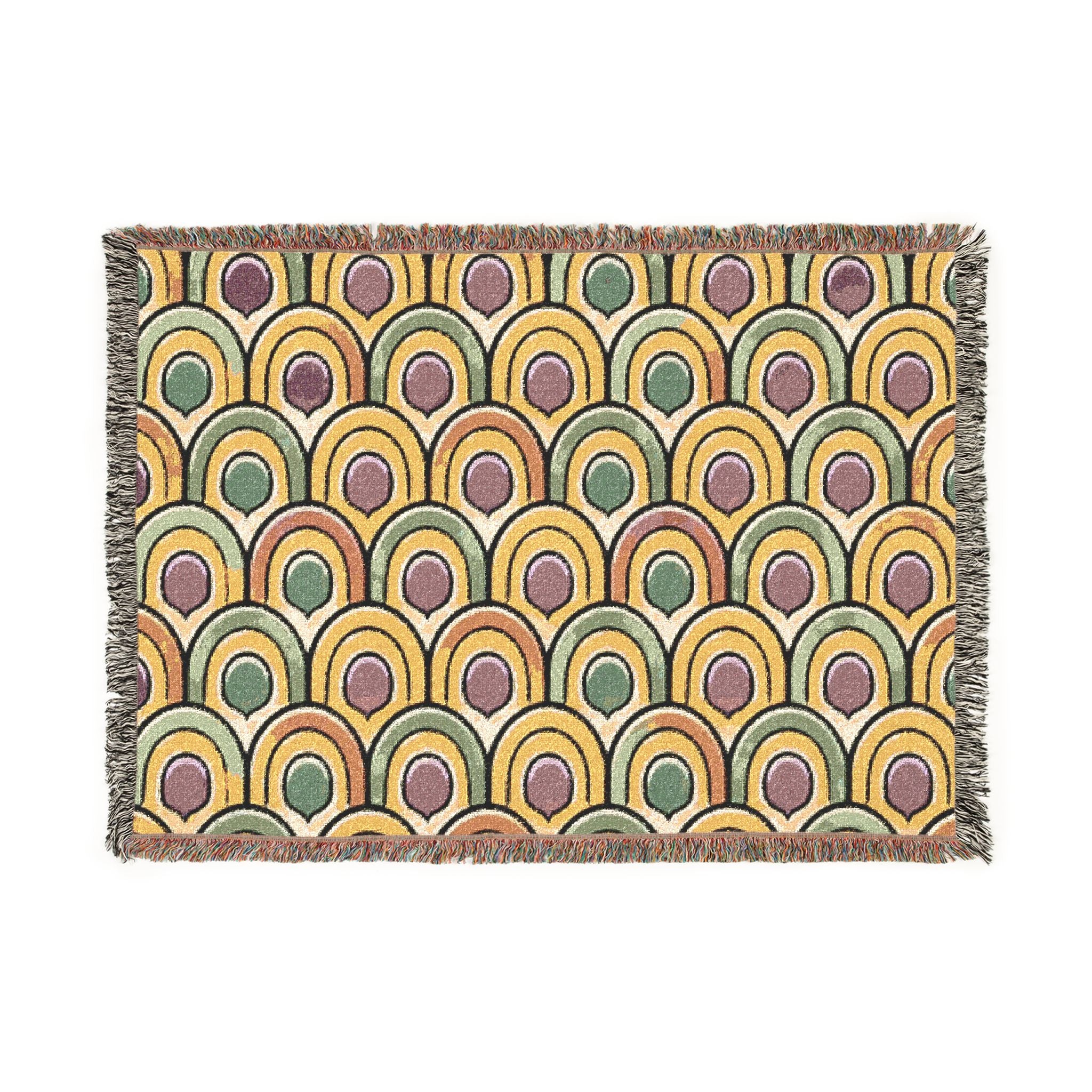 Citrus Crush 60s-Inspired Woven Blanket — Vintage Retro Throw