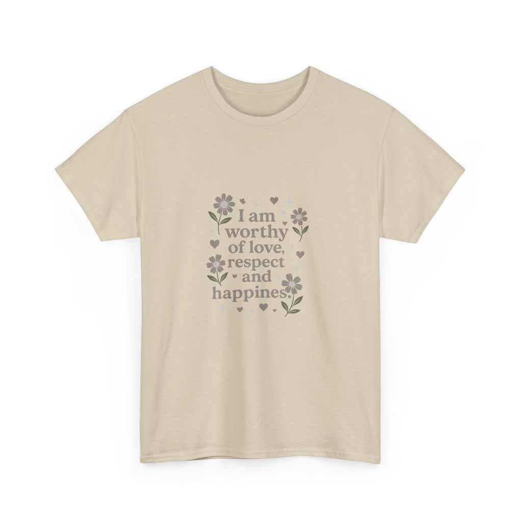Affirmation Tee - “I am worthy of love, respect and happiness” Floral Graphic T-Shirt
