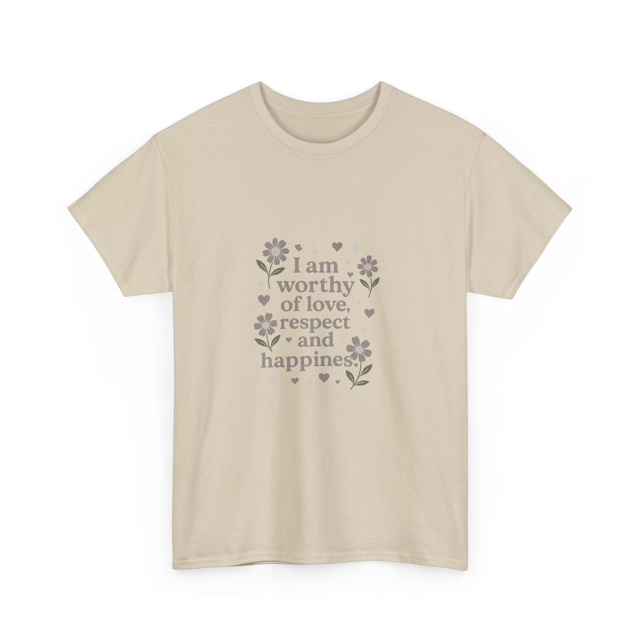 Affirmation Tee - “I am worthy of love, respect and happiness” Floral Graphic T-Shirt