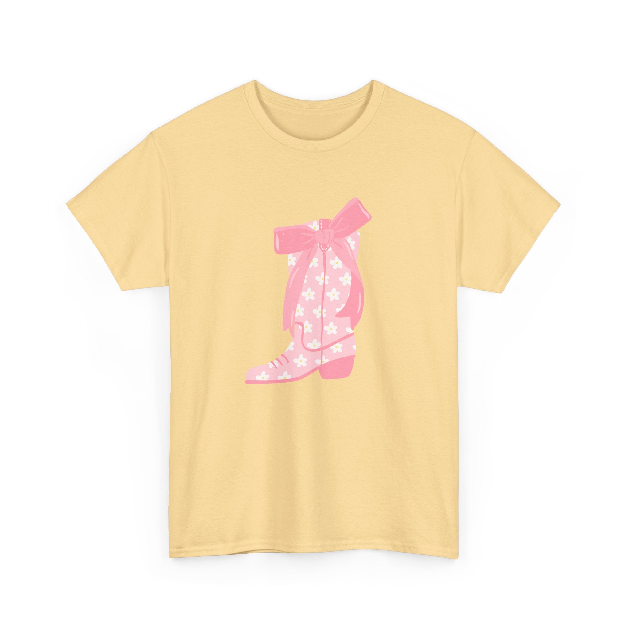 Cowgirl Boot Graphic Tee Pink Ribbon Star Print trendy t-shirt
