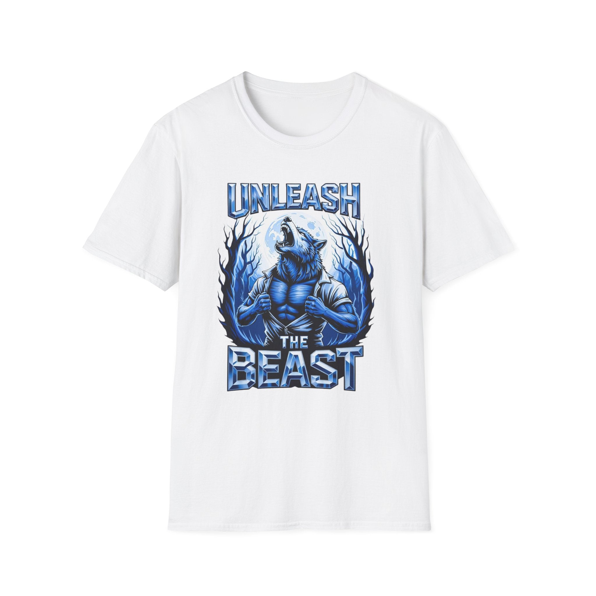 Unleash The Beast Werewolf T-Shirt — Blue Graphic Tee