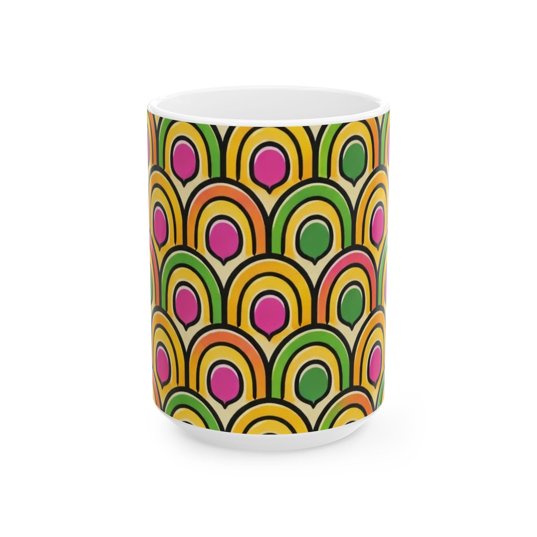 Citrus Crush Vintage Ceramic Mug — 60s-Inspired Bold Citrus Pattern (11oz, 15oz)