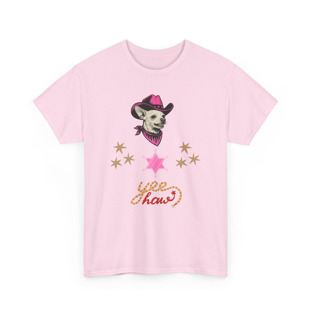 Cowgirl Dog T-Shirt — 'Yee Haw' Chihuahua in Pink Cowboy Hat    Trendy TShirt CoCo
