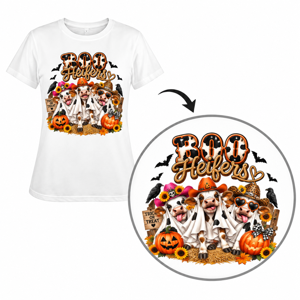 Boo Heifers Ghost Cow Halloween Women’s T-Shirt