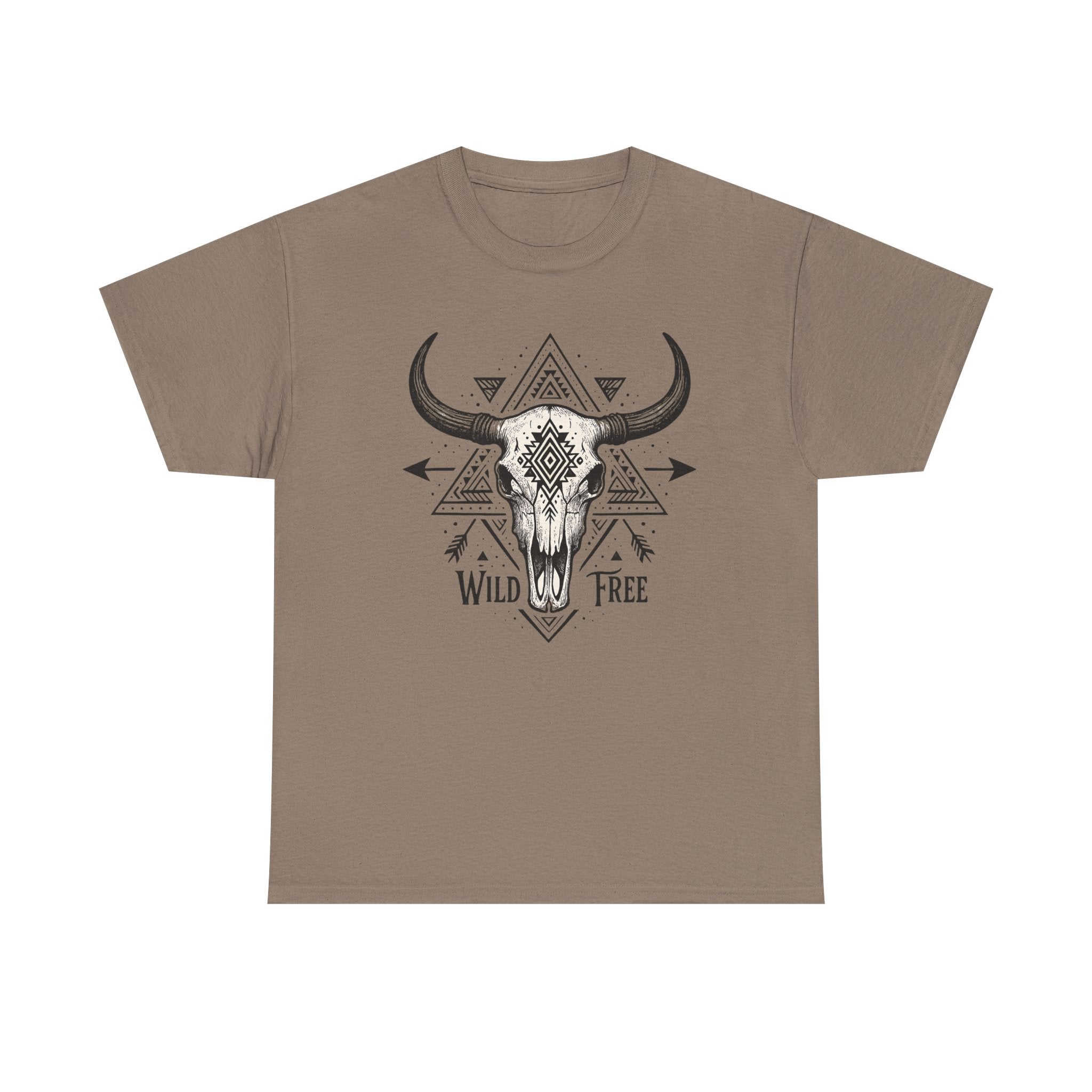 Wild & Free Buffalo Skull T-Shirt — Boho Western Graphic Tee