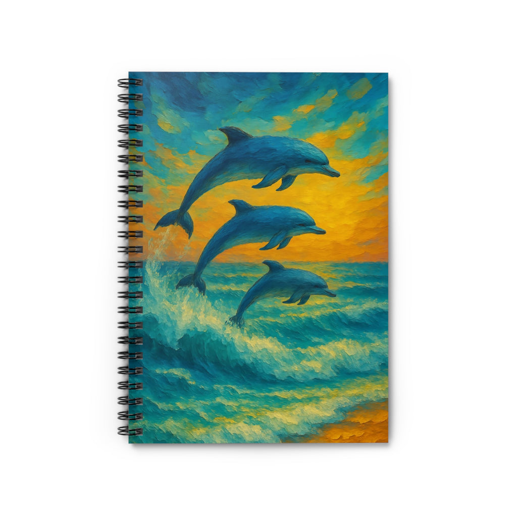 Ocean Breeze Dolphin Spiral Notebook - Create, Journal, Organize, Blue Waves, Gift for Sea Lovers, School Supplies, Beach Decor
