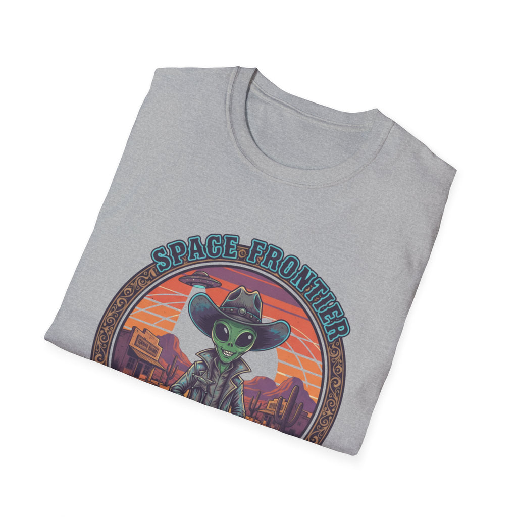 Alien Sheriff T‑Shirt — 'Space Frontier' Vintage Western Sci‑Fi Tee