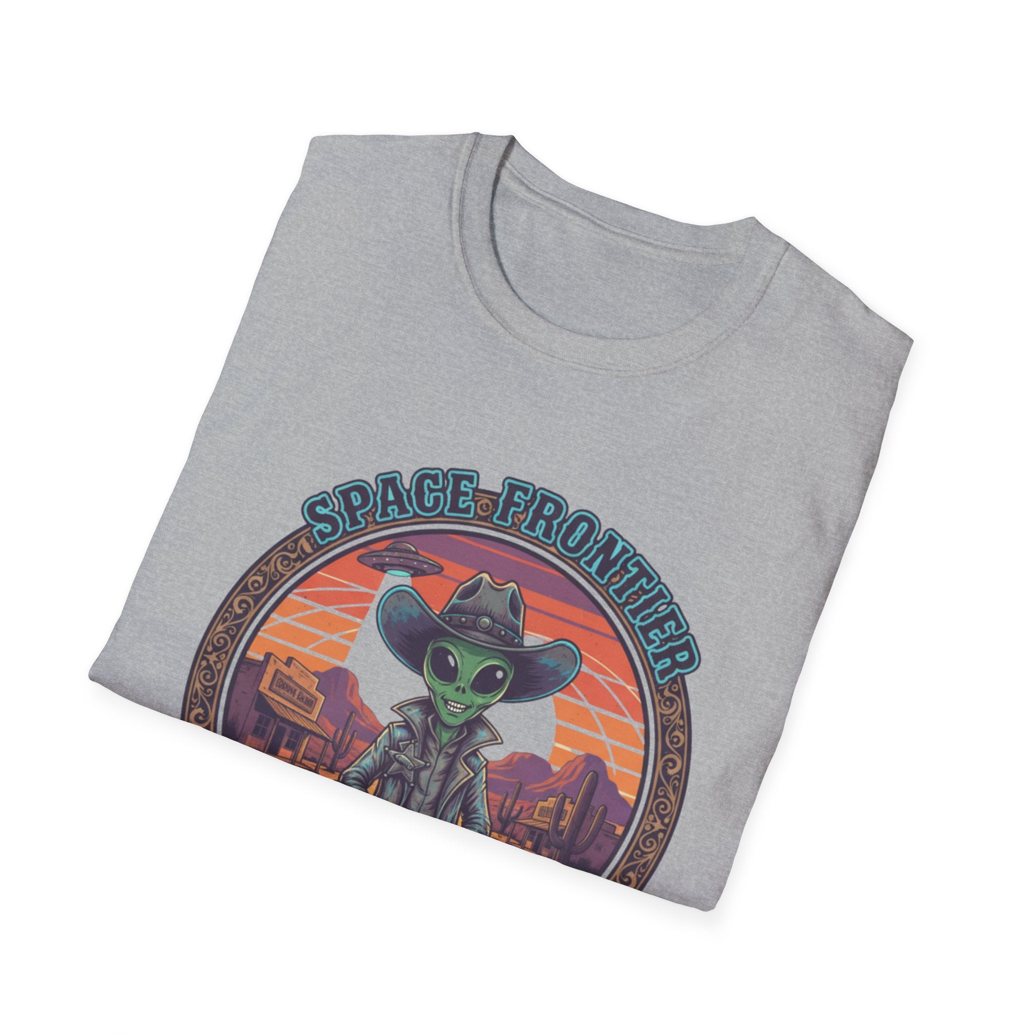 Alien Sheriff T‑Shirt — 'Space Frontier' Vintage Western Sci‑Fi Tee