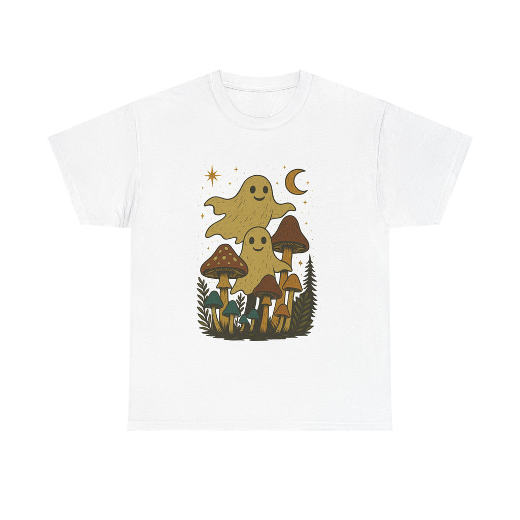 Ghostly Mushroom Unisex Tee, Cute Graphic Tee, Fall Fashion, Halloween Shirt, Nature Lover Gift, Cozy Casual Wear