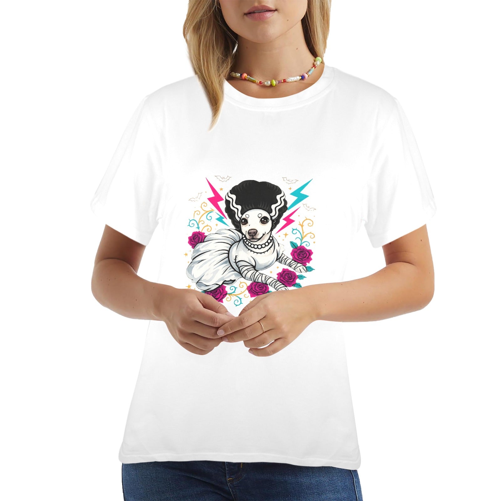 Bride of Barkenstein  Women's Graphic Tee Chihuahua Horror Character,