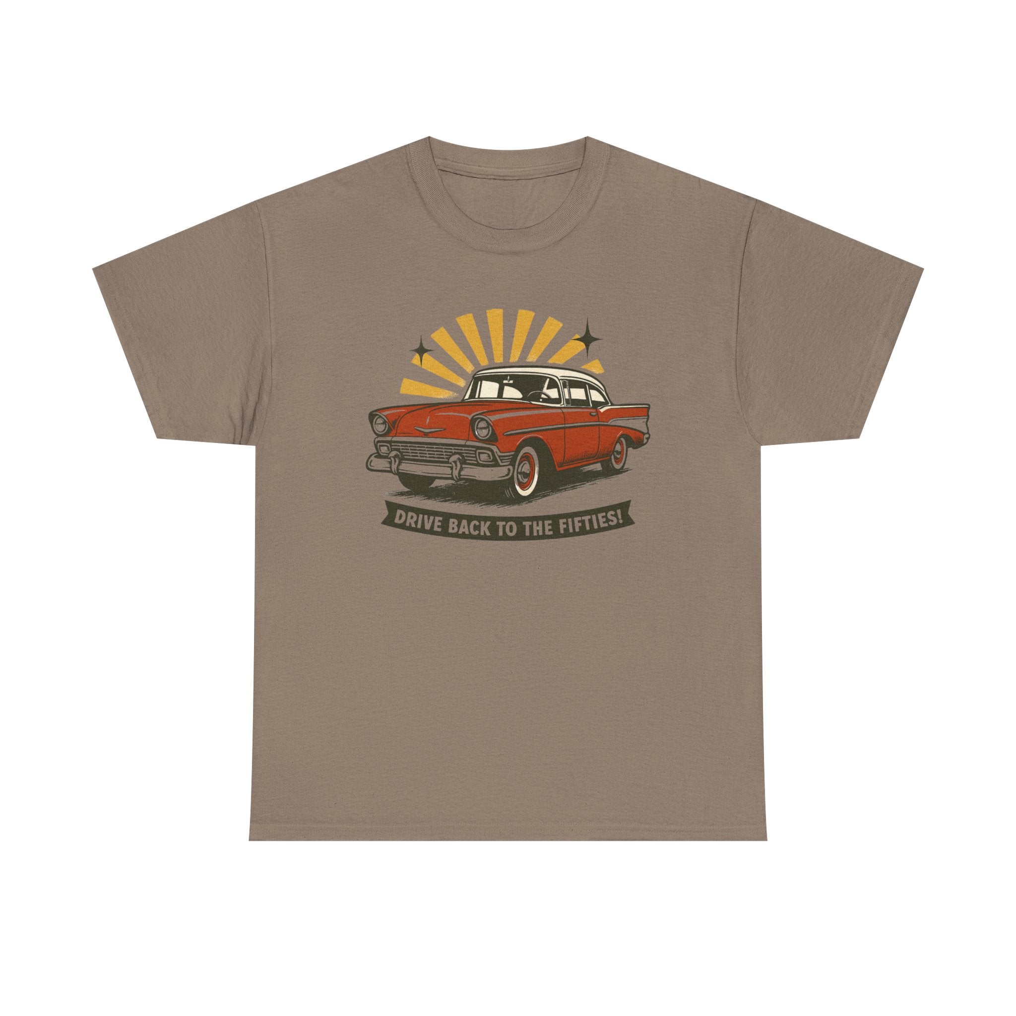 1950s Classic Car Tee "Drive Back to the Fifties" Retro Vintage Auto Shirt  Trendy TShirt