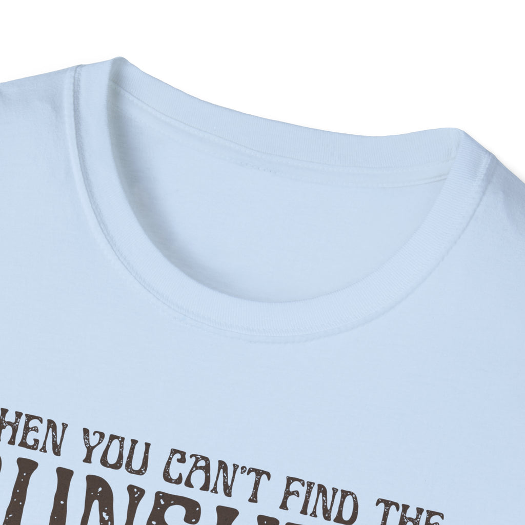 Sunflower Skull Tee — "When You Can’t Find the Sunshine Be the Sunshine" Graphic T-Shirt