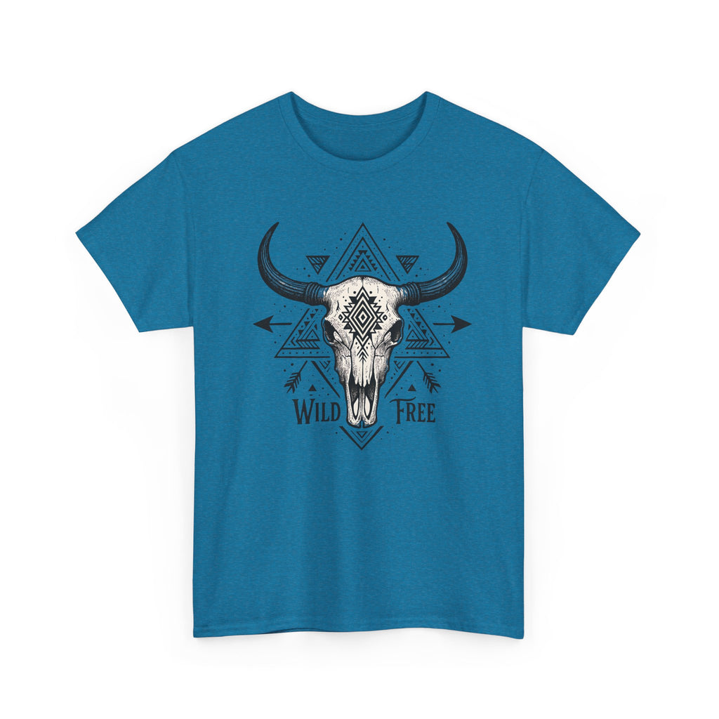 Wild & Free Buffalo Skull T-Shirt — Boho Western Graphic Tee