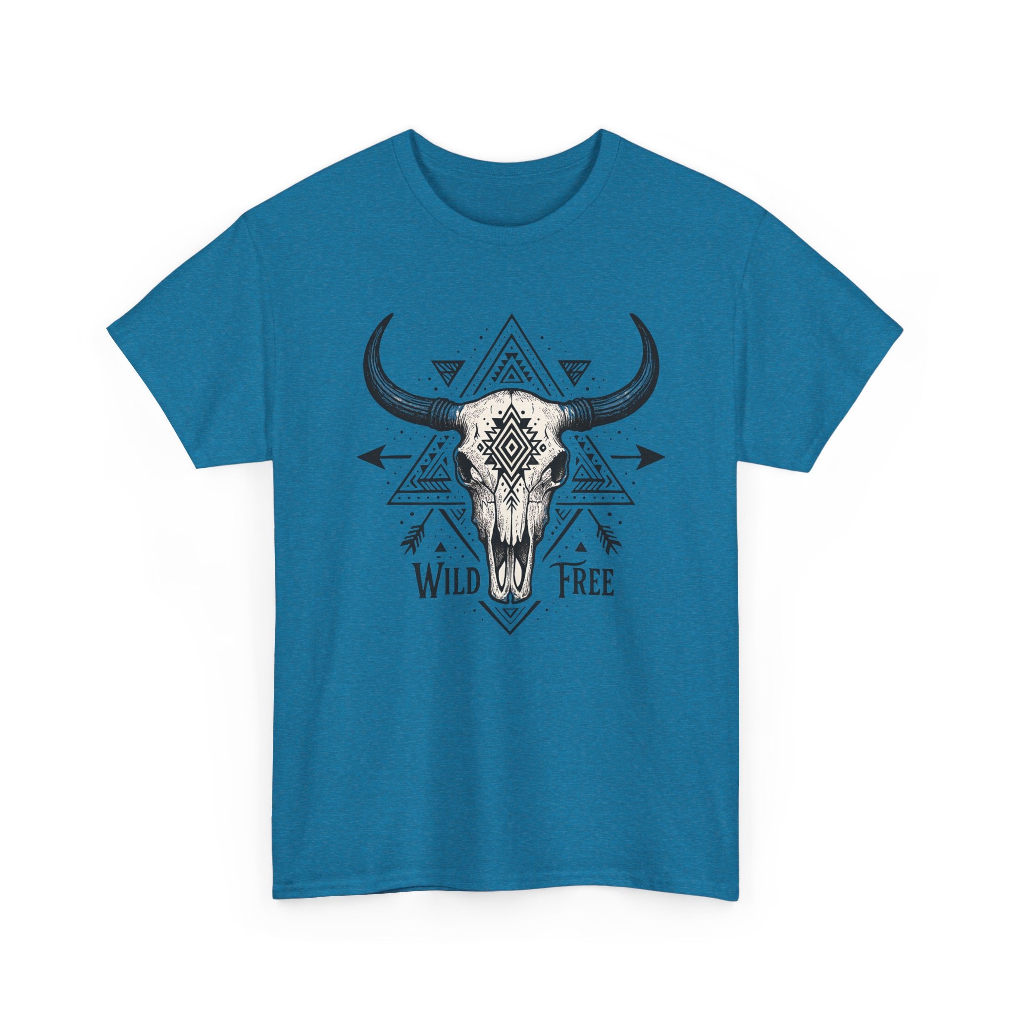 Wild & Free Buffalo Skull T-Shirt — Boho Western Graphic Tee