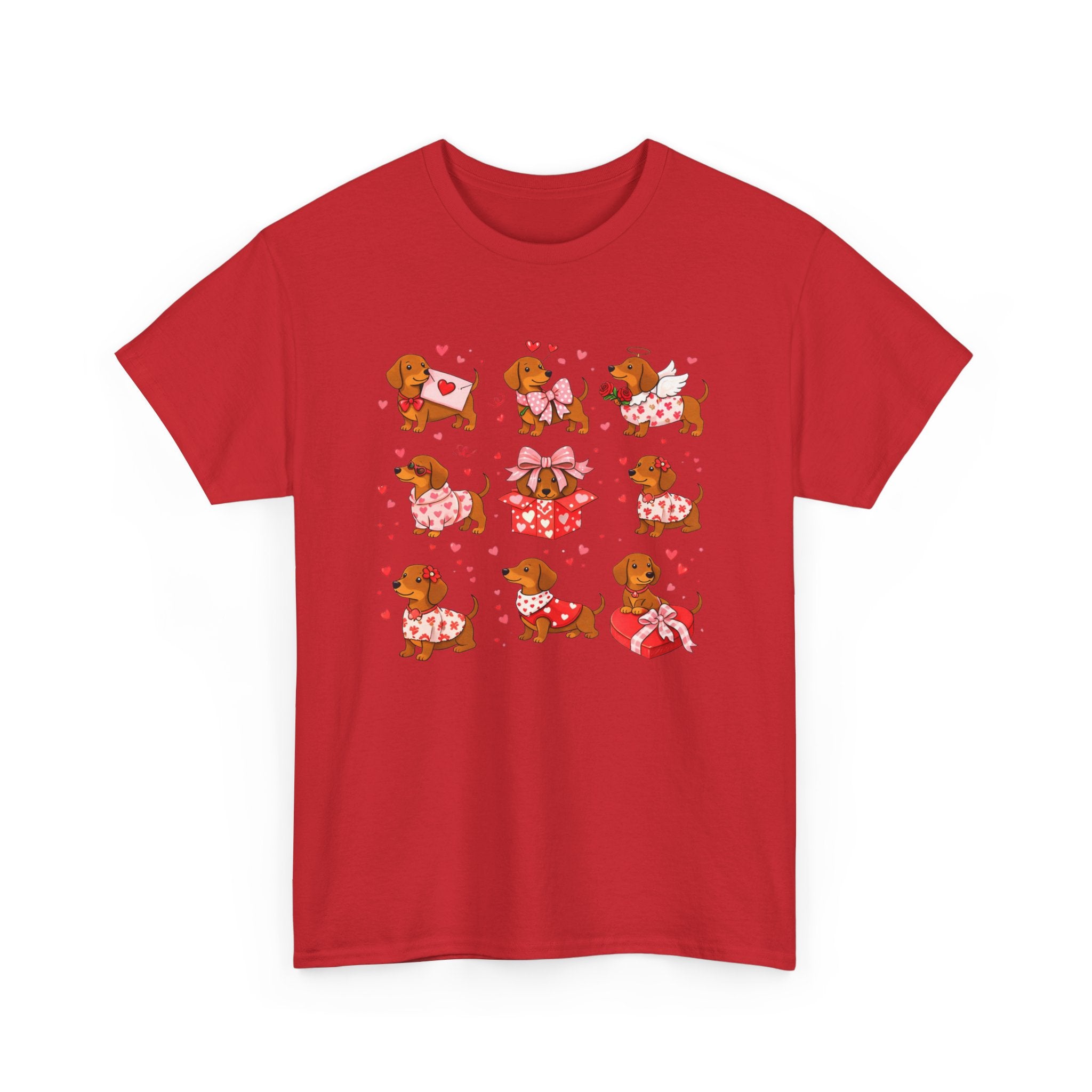 Dachshund Valentine T-Shirt — Cute Puppy Hearts Graphic Tee