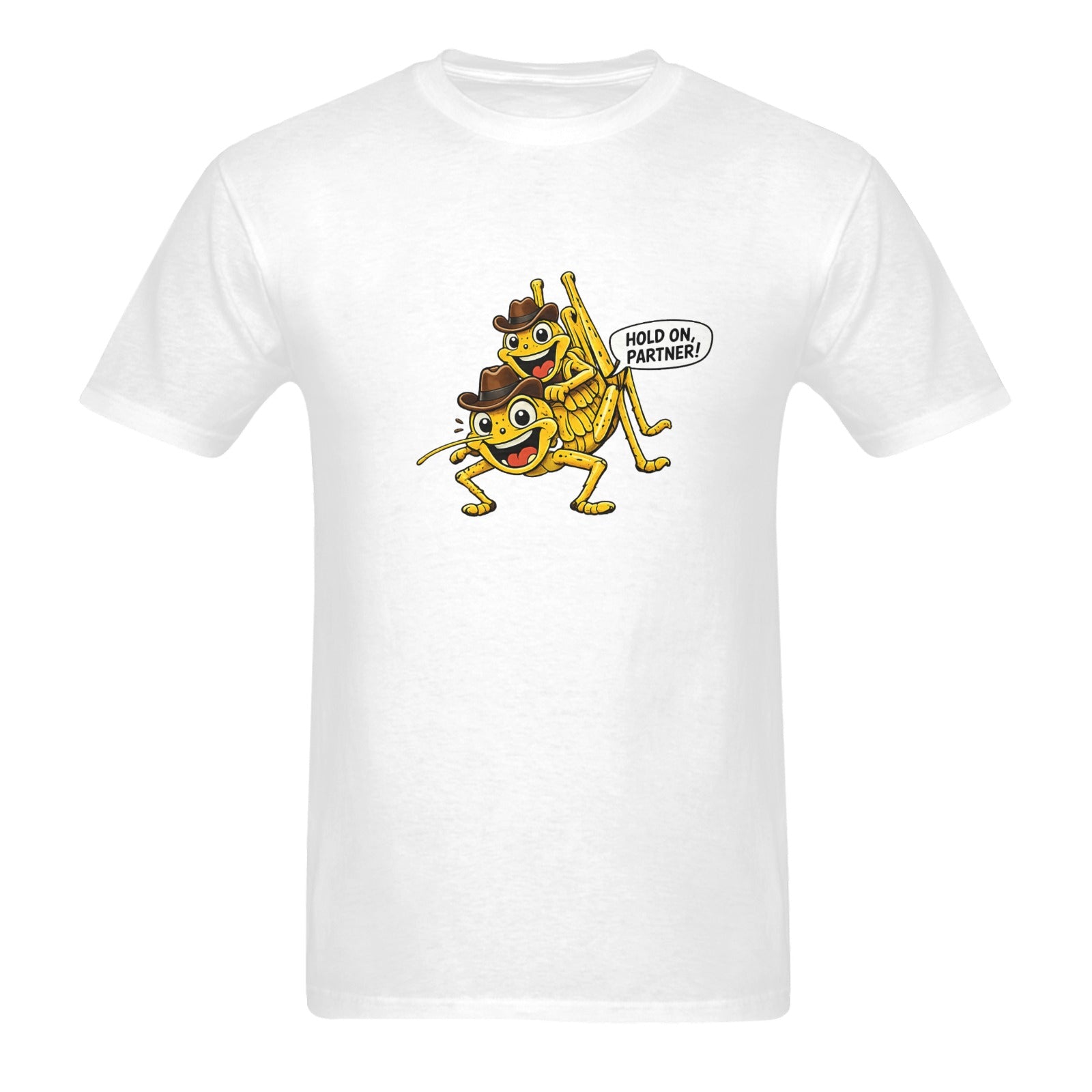 Hold On Partner! Funny Cowboy Grasshopper T-Shirt