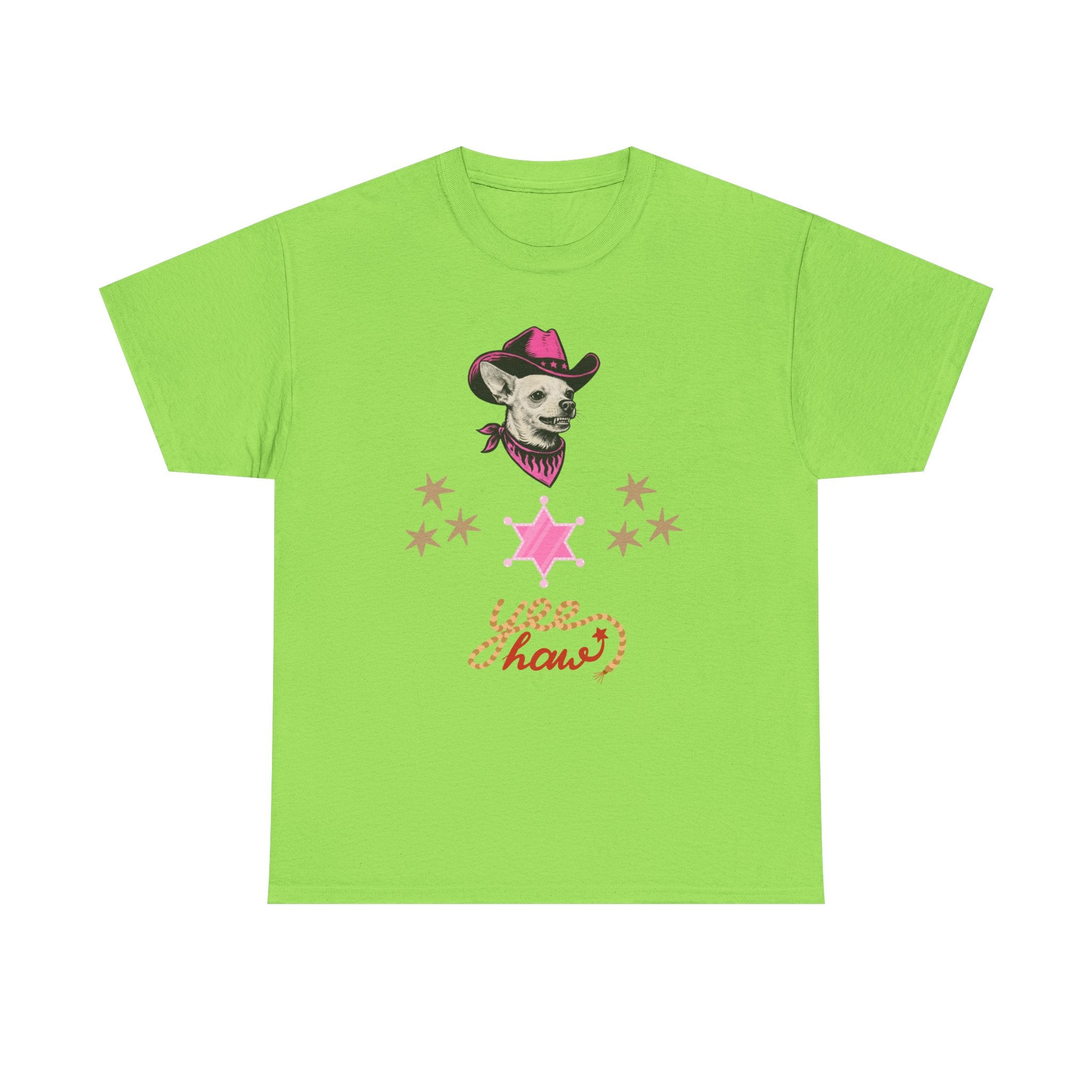 Cowgirl Dog T-Shirt — 'Yee Haw' Chihuahua in Pink Cowboy Hat    Trendy TShirt CoCo